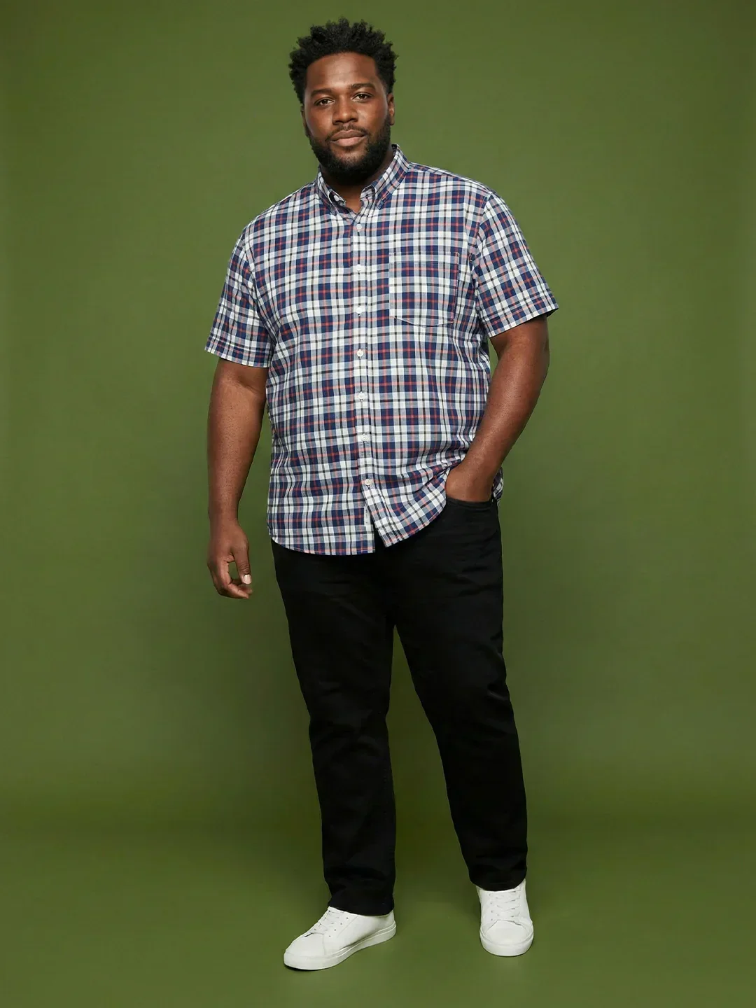 Men Plus Size Time Multicolor Checkered Casual Shirt - Image 8