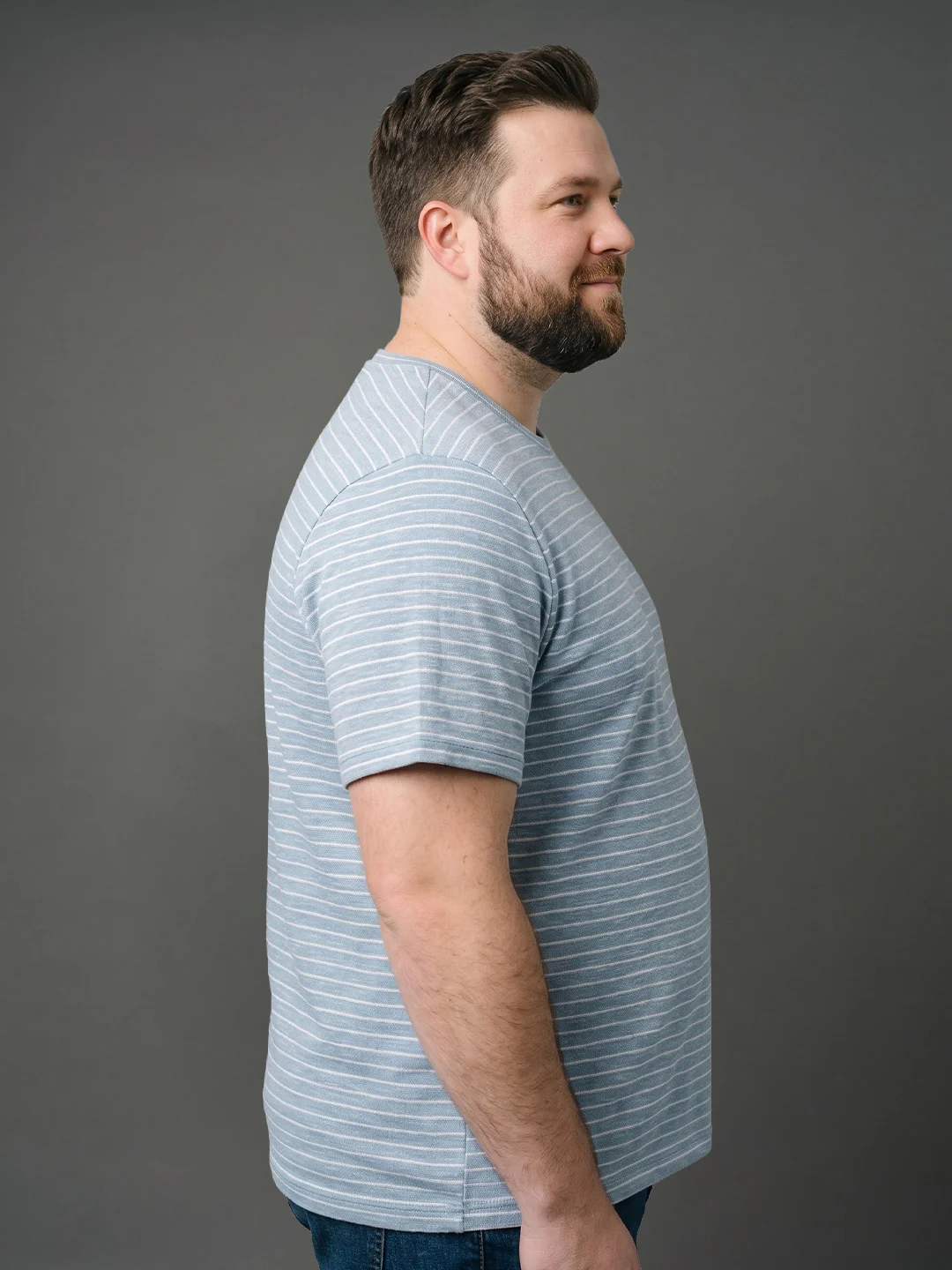 Men Plus Size Torvyn Blue Textured Round Neck - Image 2