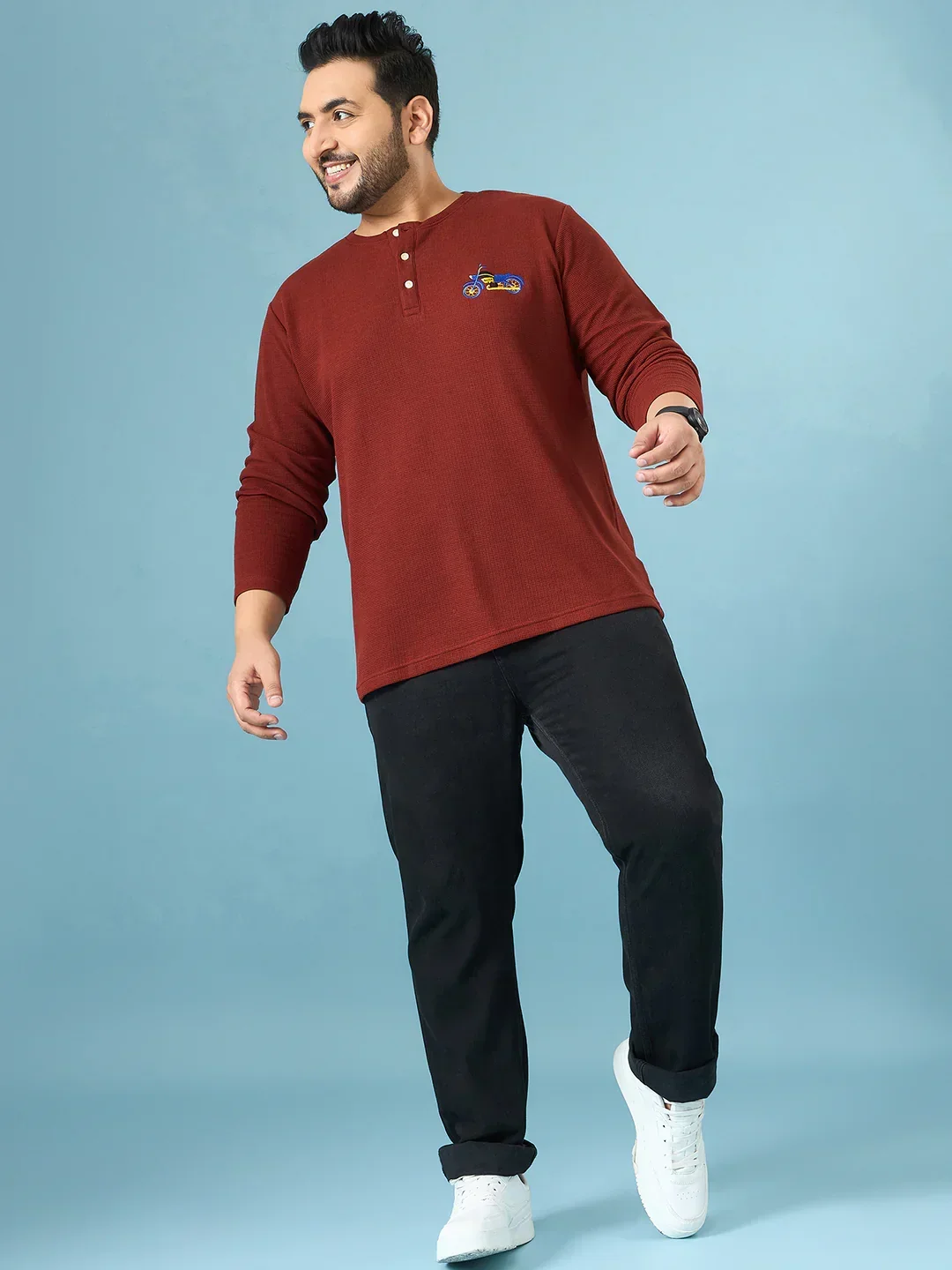 Men Plus Size Trail Solid Henley Tshirt - Image 4