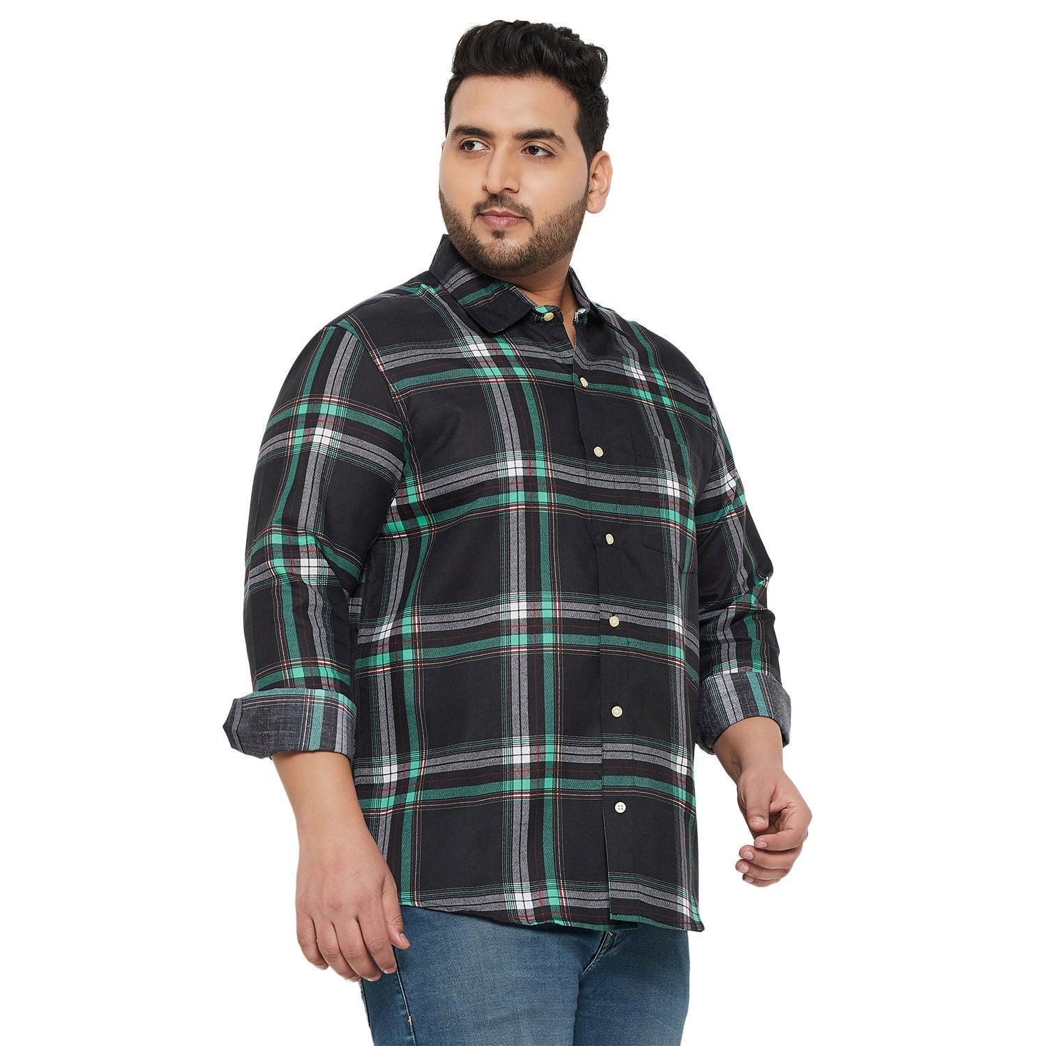 Men Plus Size Treat-Black Check Shirt - Image 4