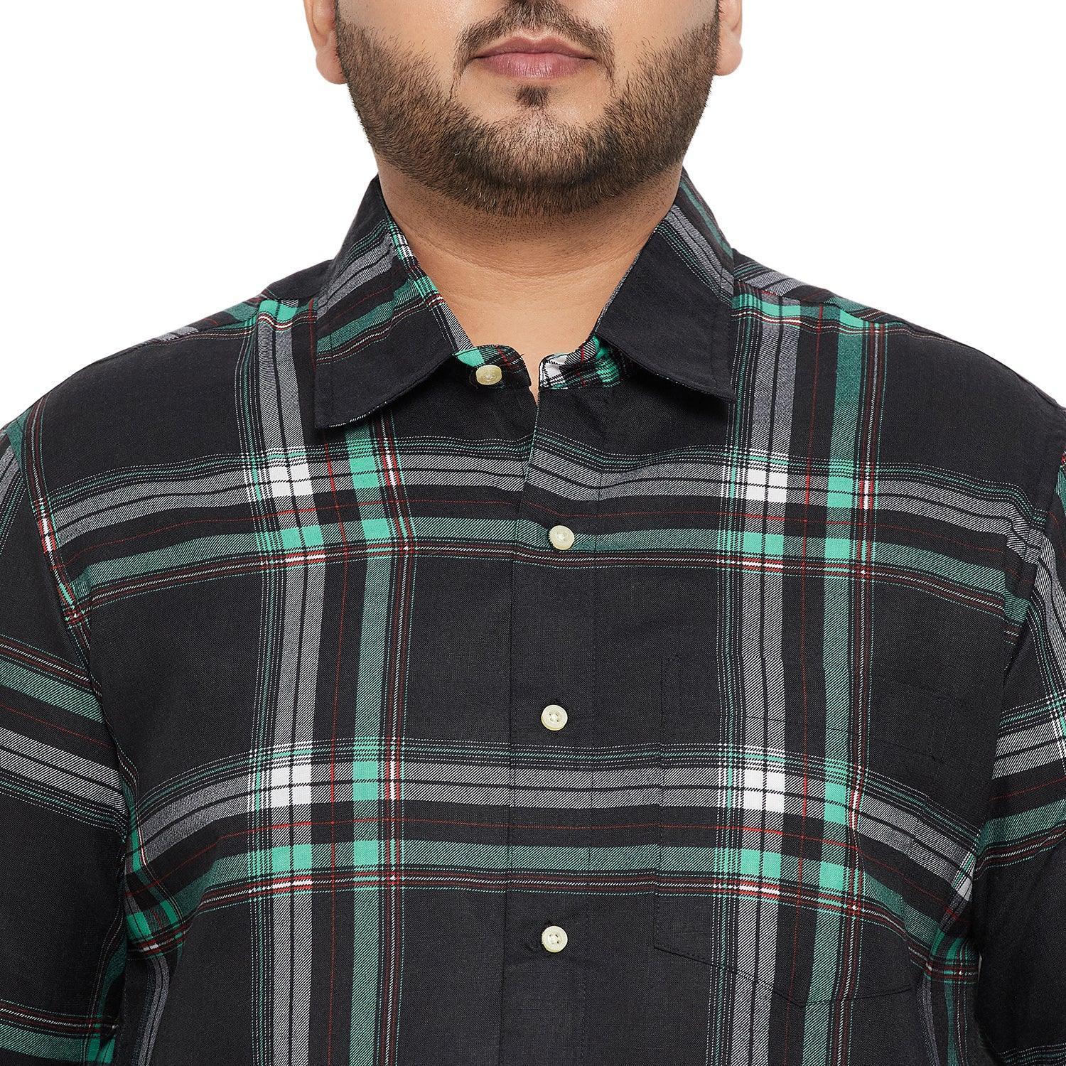 Men Plus Size Treat-Black Check Shirt - Image 6