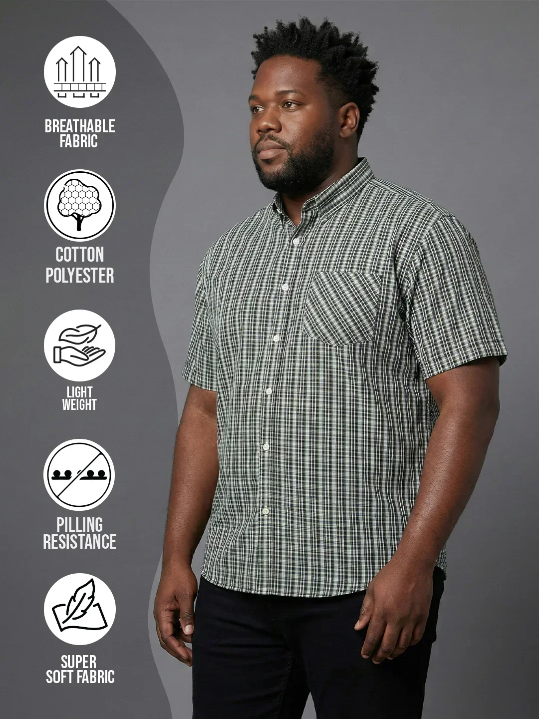 Men Plus Size Treka Multicolor Checkered Casual Shirt - Image 2