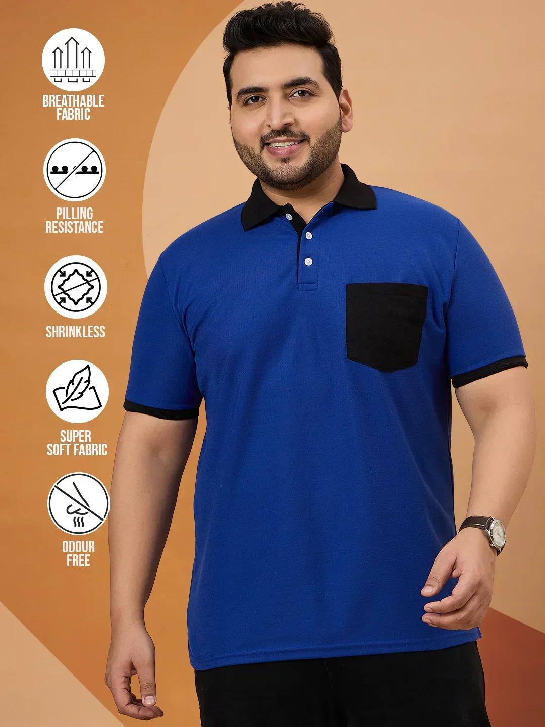 Men Plus Size Trendin Striped Polo Tshirt - Image 2