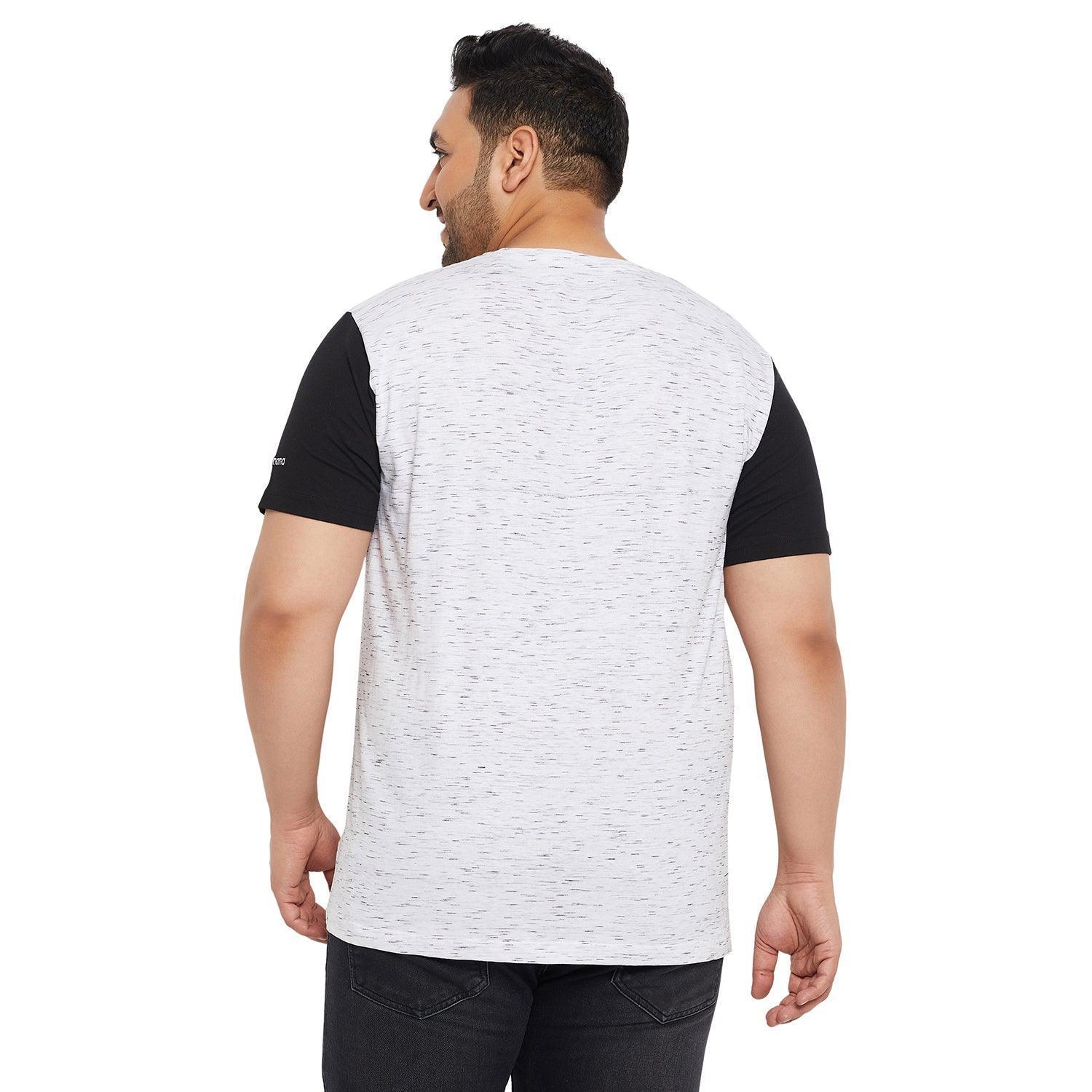 Men Plus Size Trey-White Self Design Round Neck Tshirt - Image 5