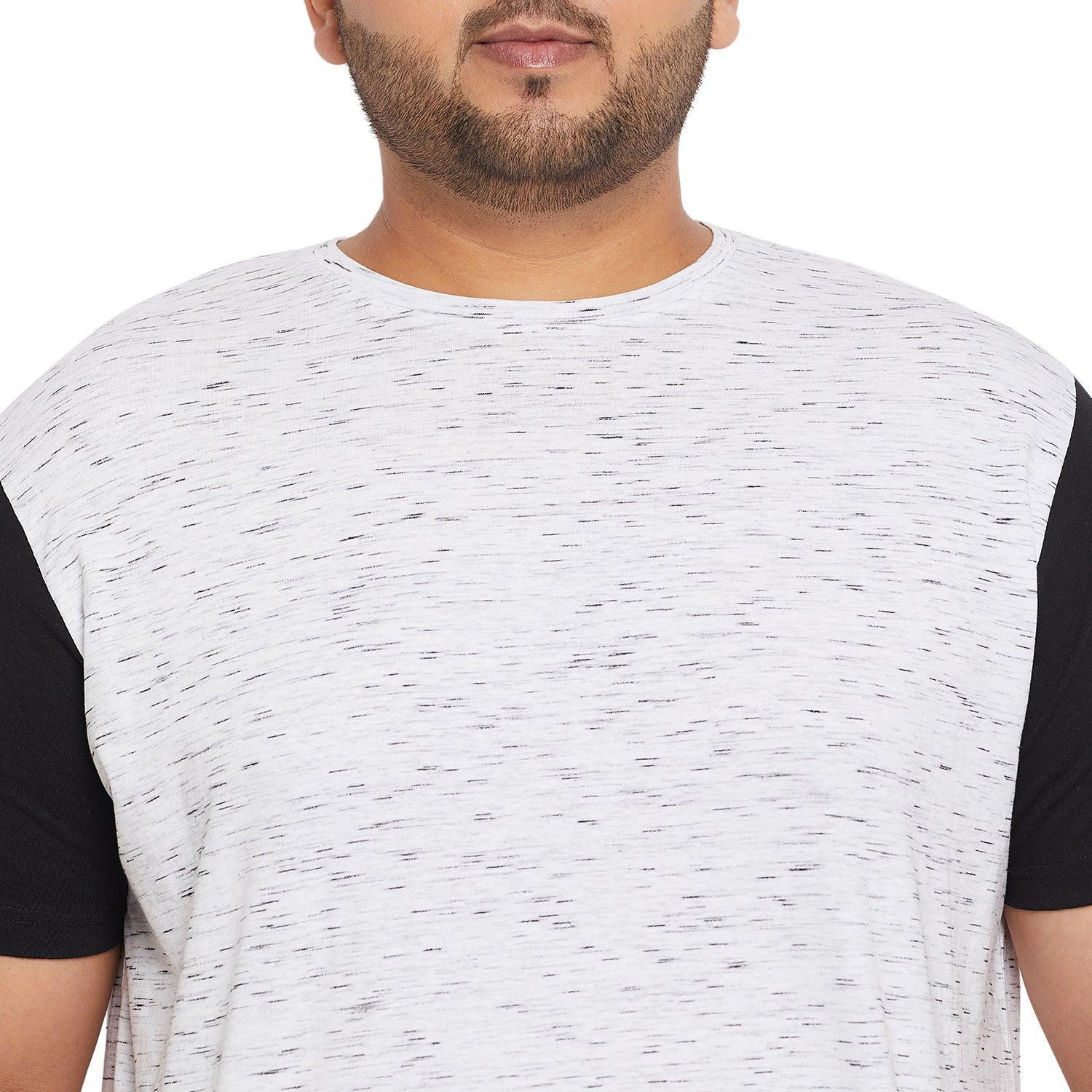 Men Plus Size Trey-White Self Design Round Neck Tshirt - Image 6