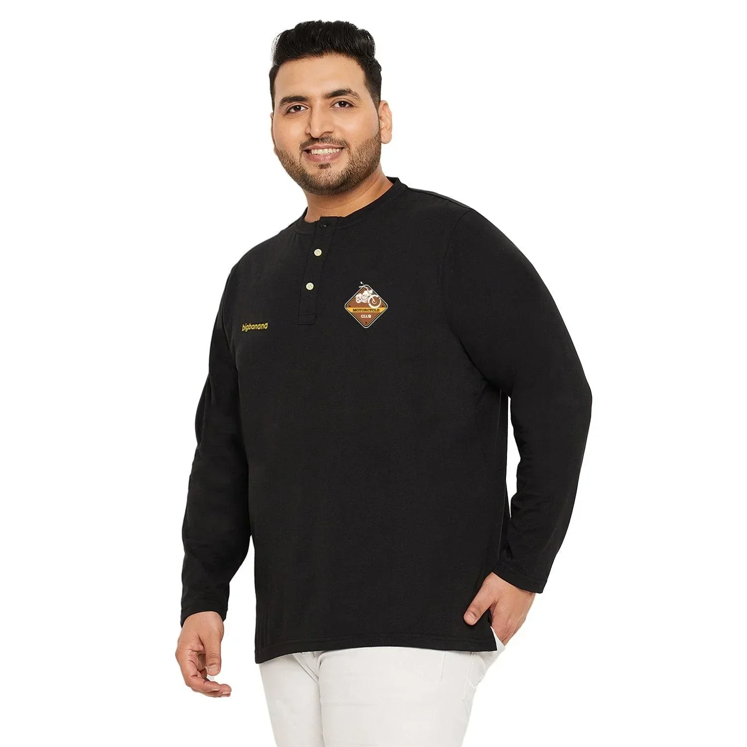 Men Plus Size Trimp Solid Henley Tshirt - Image 3