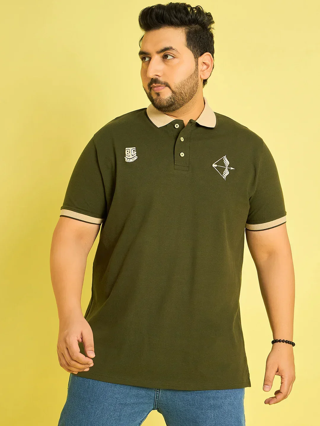Men Plus Size Trongsa Solid Polo Tshirt