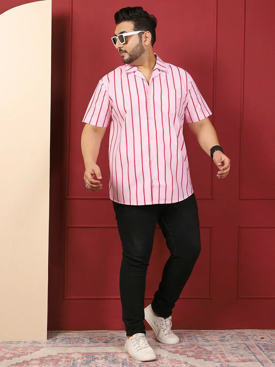 Men Plus Size Tundiq Multicolor Striped Shirt