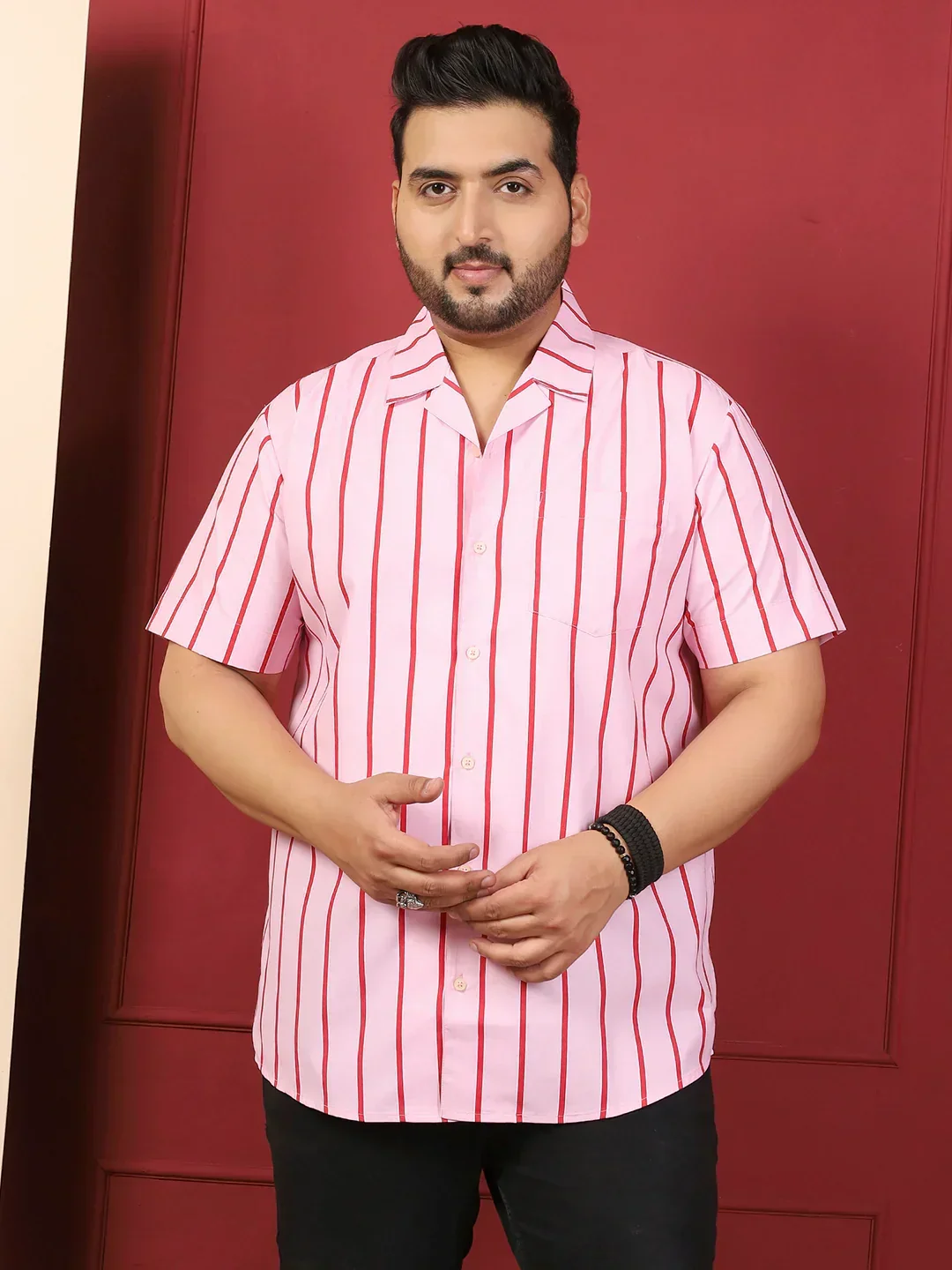 Men Plus Size Tundiq Multicolor Striped Shirt - Image 2