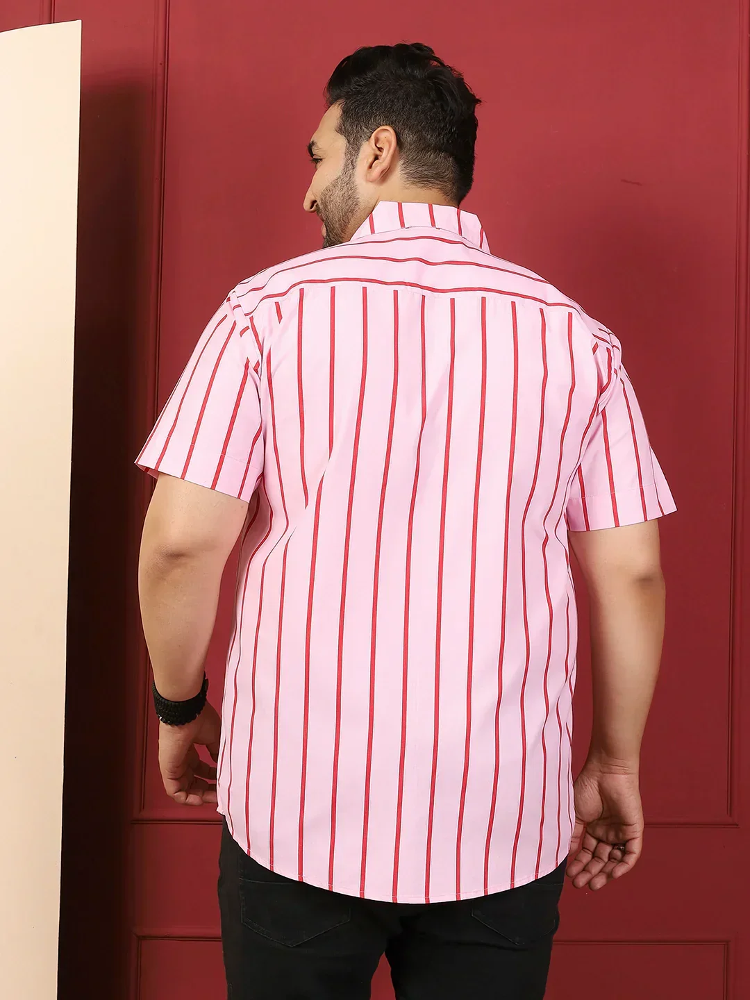 Men Plus Size Tundiq Multicolor Striped Shirt - Image 6