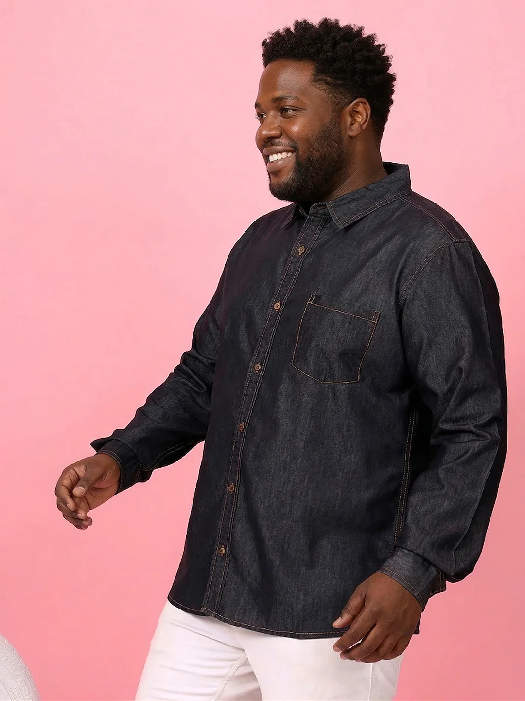 Men Plus Size Tunisor Brown Solid Casual Shirt - Image 3