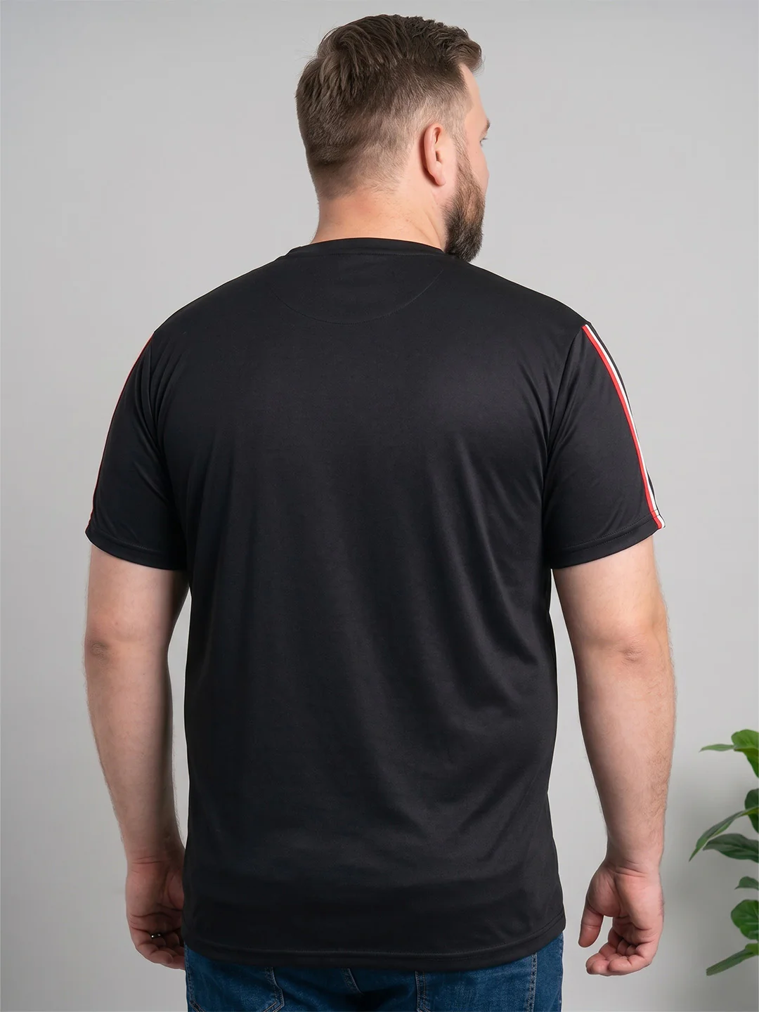 Men Plus Size Turtleneck Black Solid Round Neck - Image 2