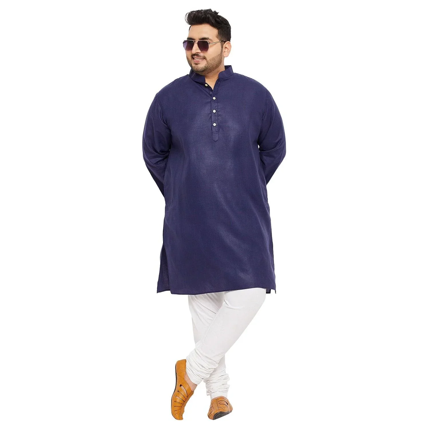 Men Plus Size Ullas-NB Solid Kurta - Image 2