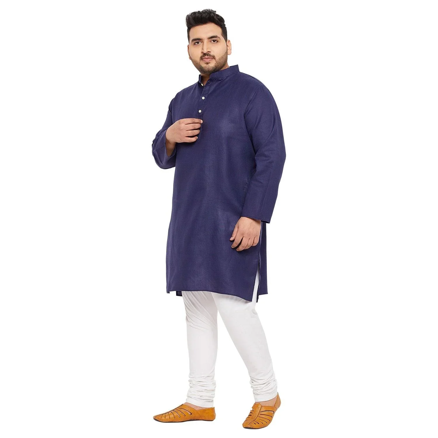 Men Plus Size Ullas-NB Solid Kurta - Image 3