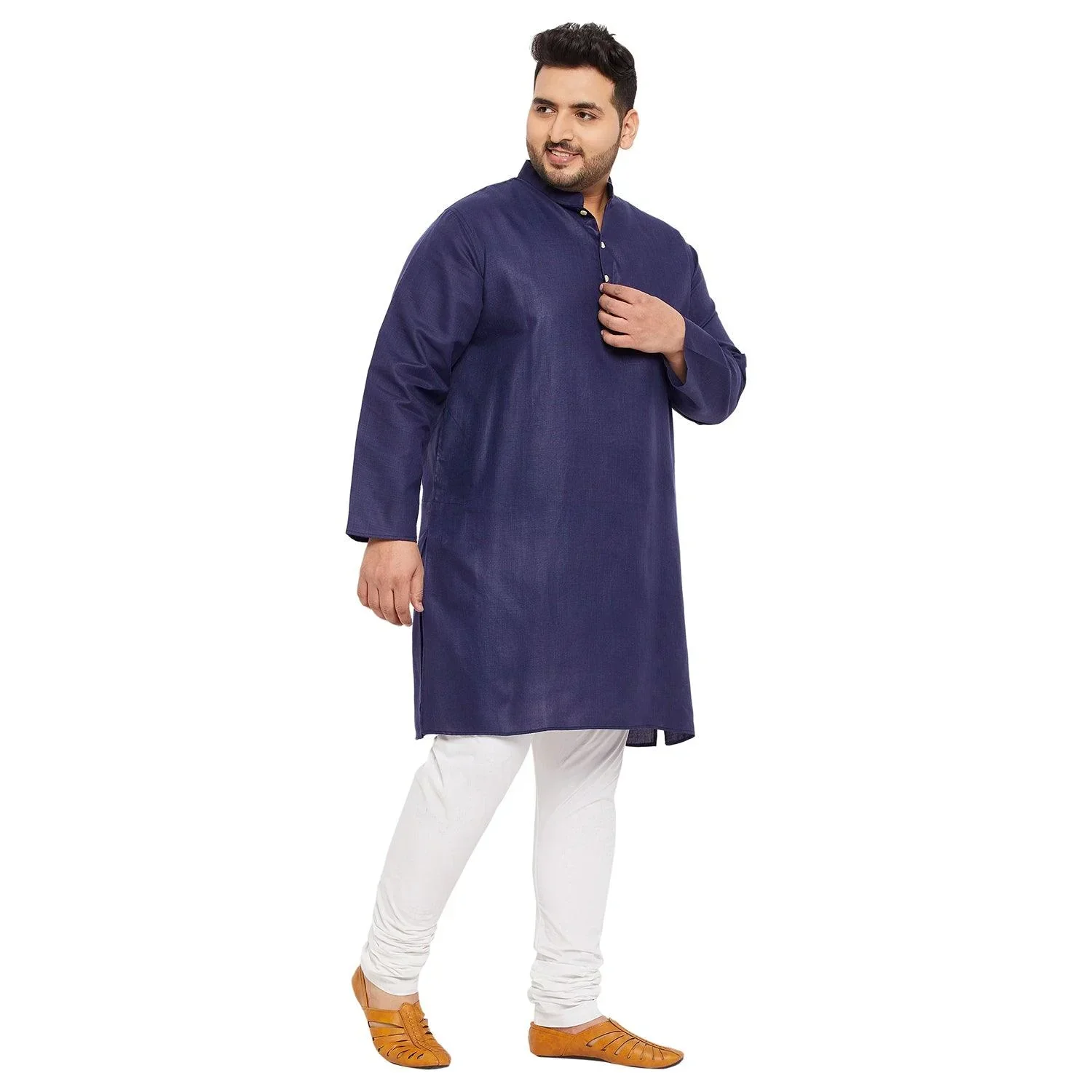 Men Plus Size Ullas-NB Solid Kurta - Image 4