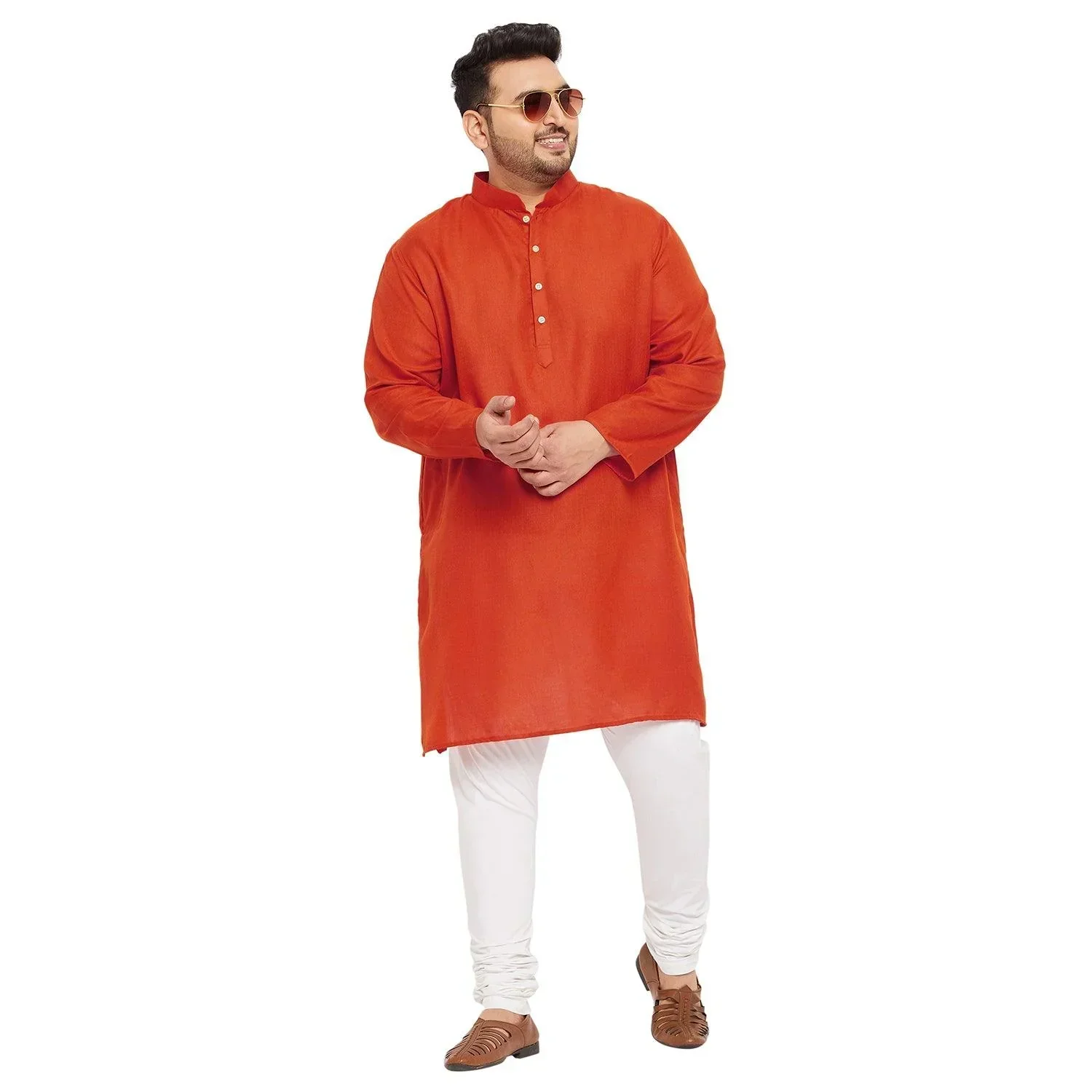Men Plus Size Ullas-O Solid Kurta - Image 2