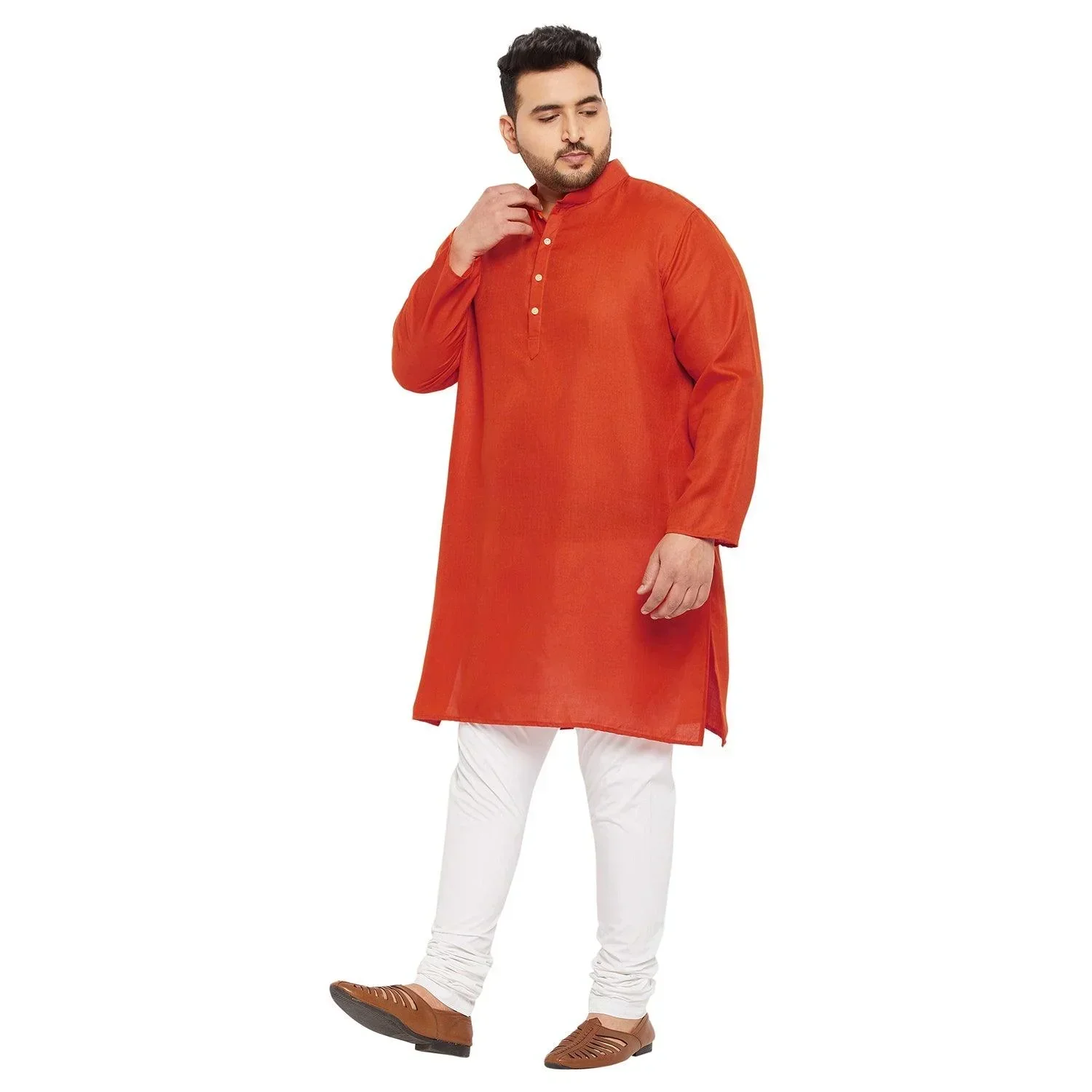 Men Plus Size Ullas-O Solid Kurta - Image 3
