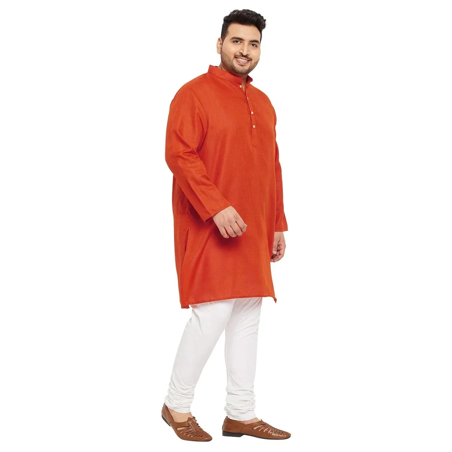 Men Plus Size Ullas-O Solid Kurta - Image 4