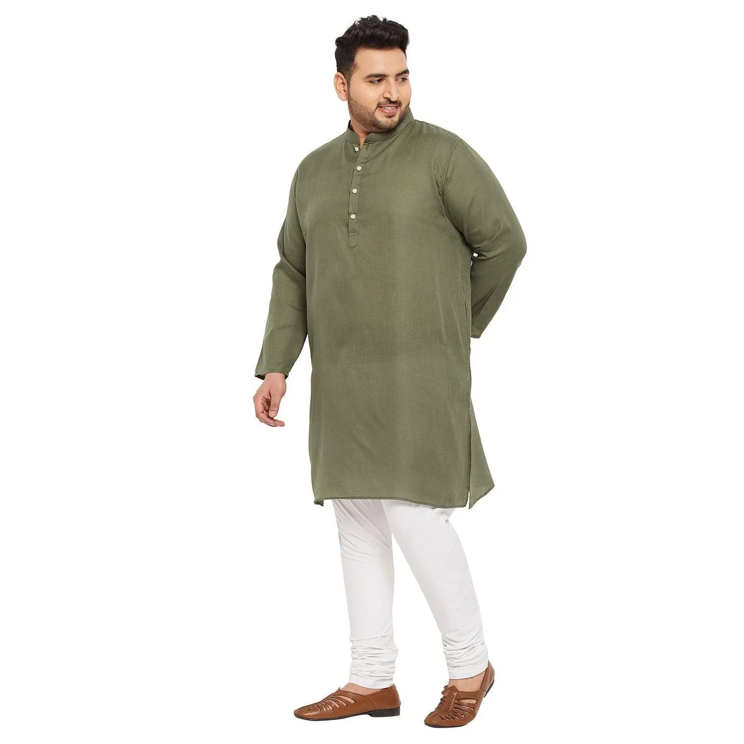 Men Plus Size Ullas-OL Solid Kurta - Image 3