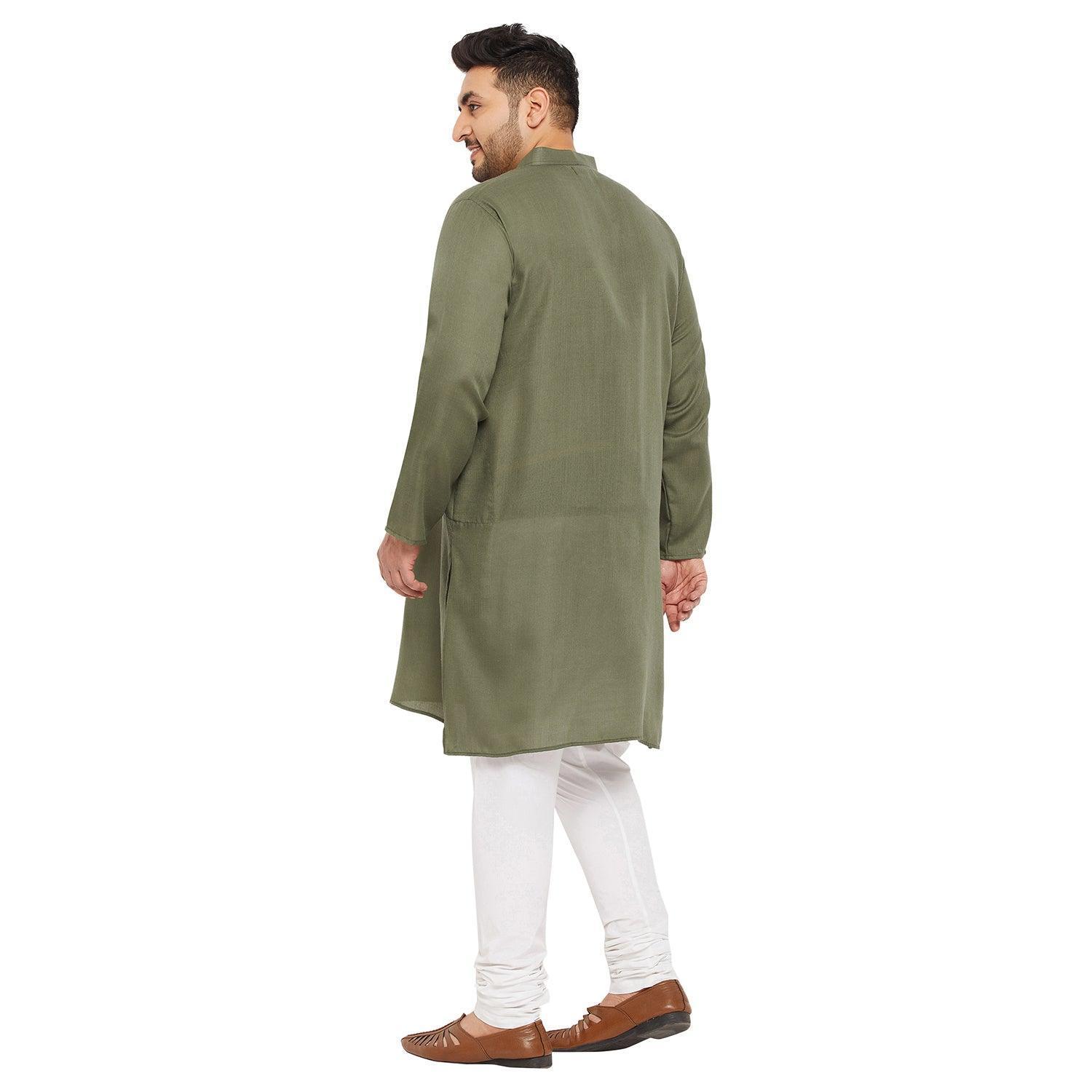 Men Plus Size Ullas-OL Solid Kurta - Image 5