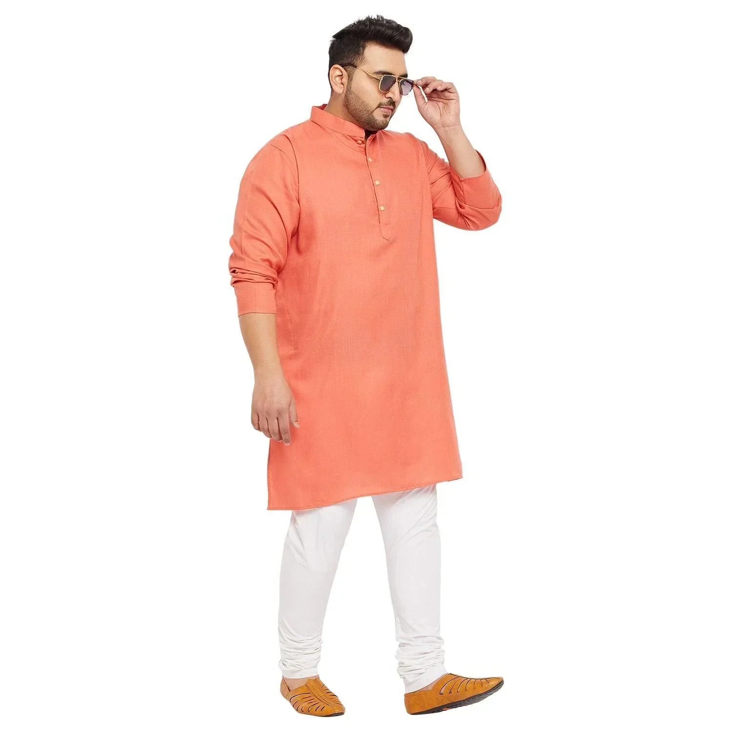 Men Plus Size Ullas-P Solid Kurta - Image 2