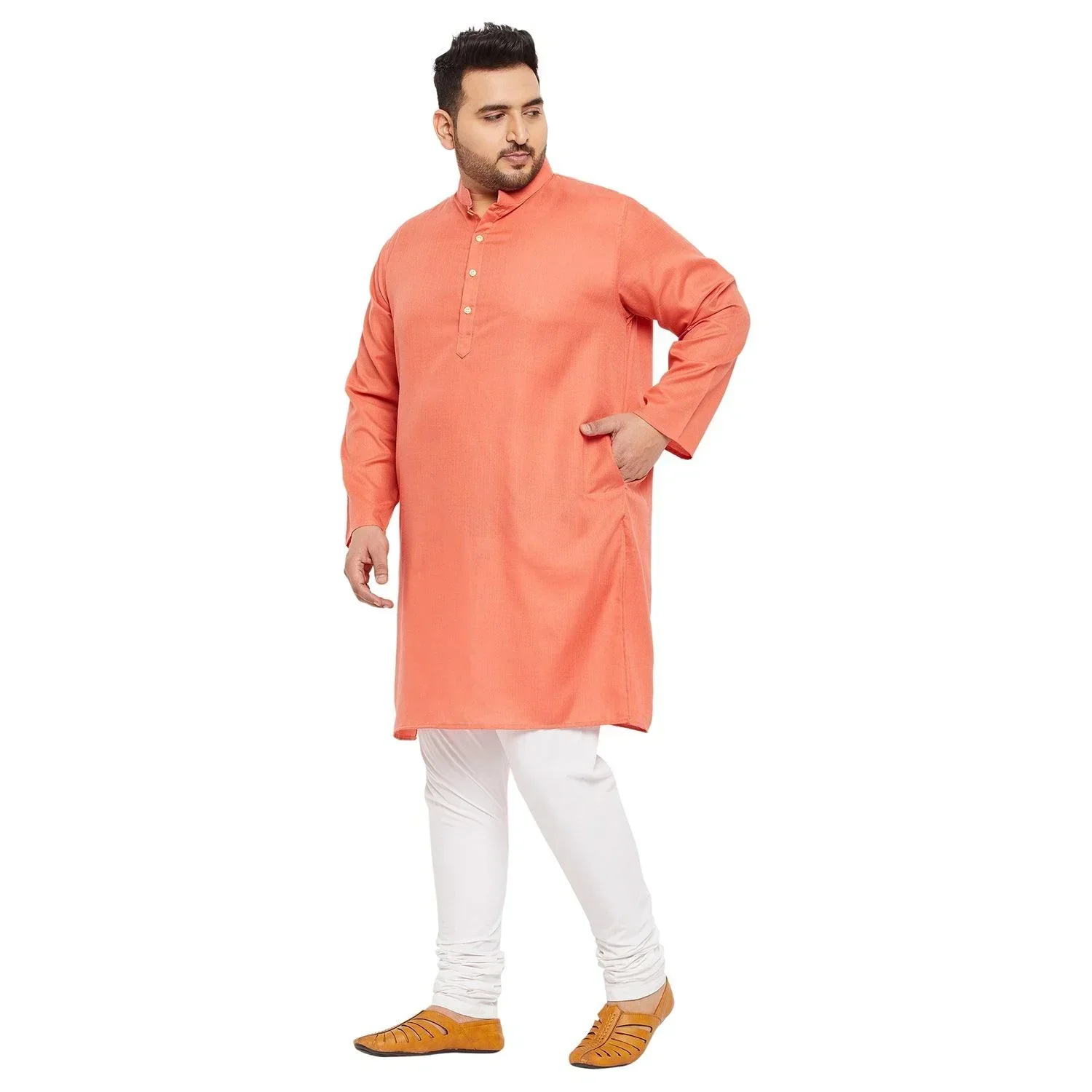 Men Plus Size Ullas-P Solid Kurta - Image 3