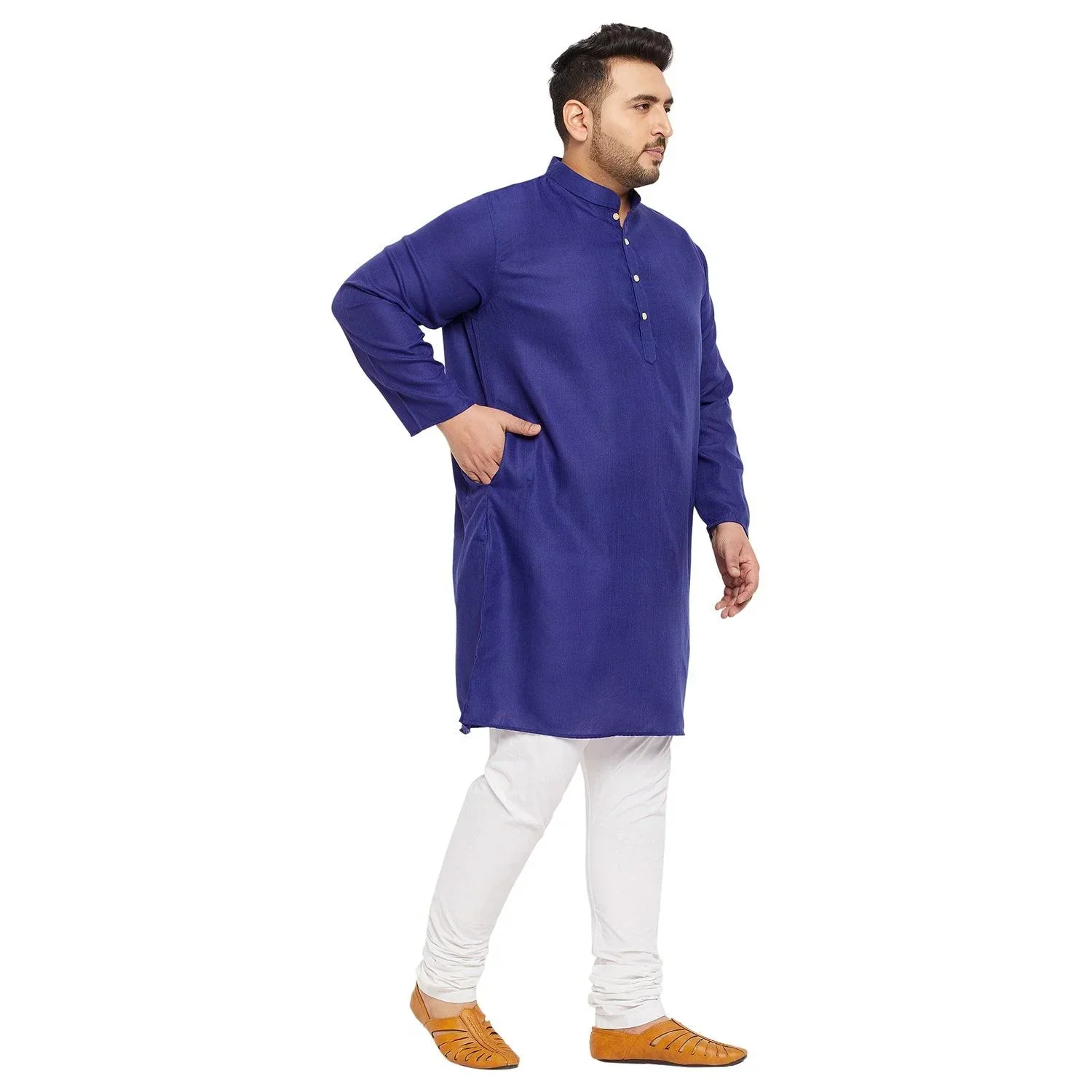 Men Plus Size Ullas-RB Solid Kurta - Image 4