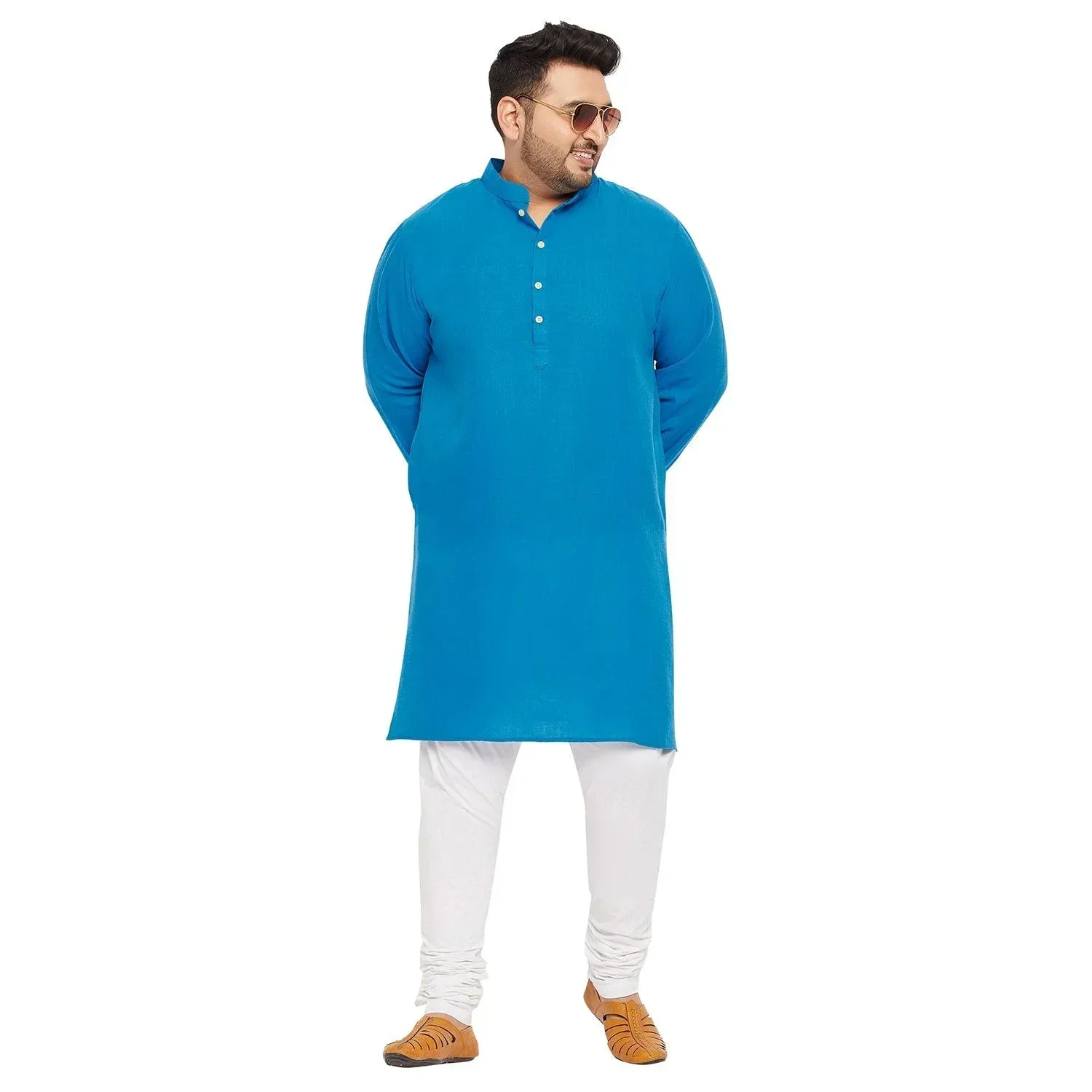 Men Plus Size Ullas-SB Solid Kurta - Image 2