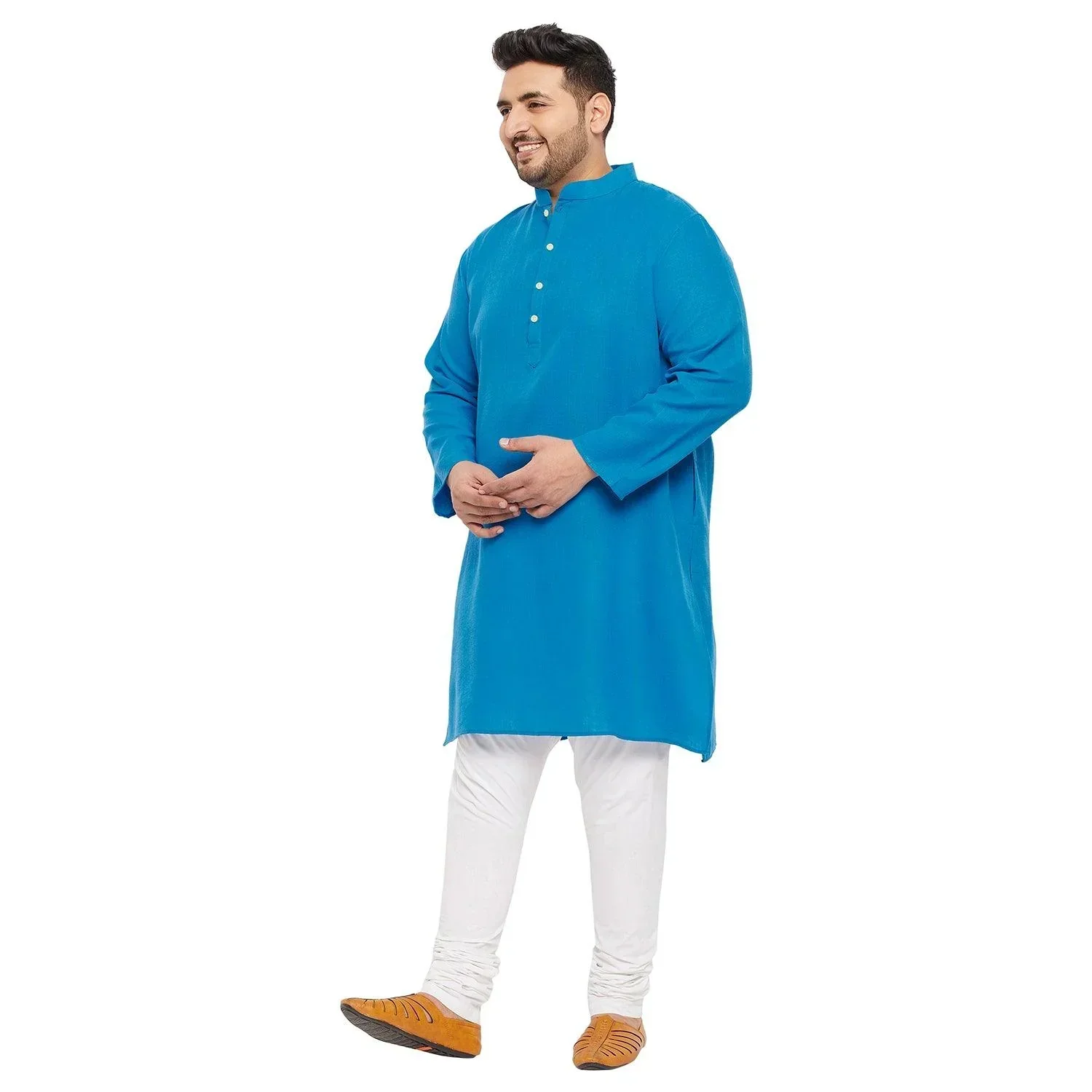 Men Plus Size Ullas-SB Solid Kurta - Image 3