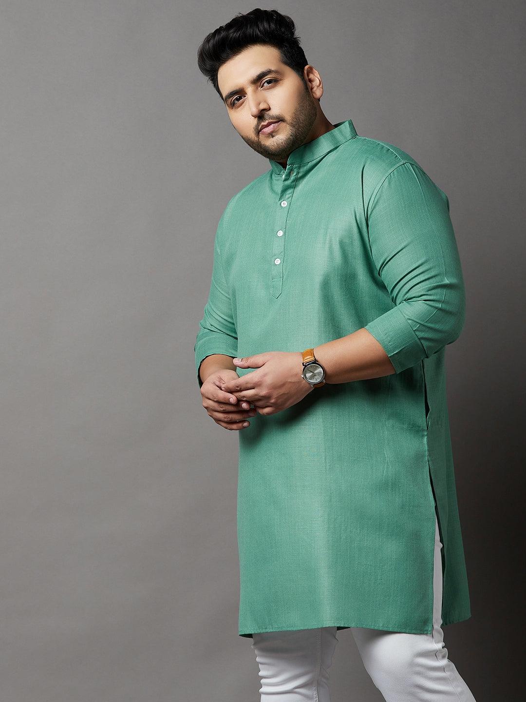 Men Plus Size Ullas Solid Kurta - Image 4