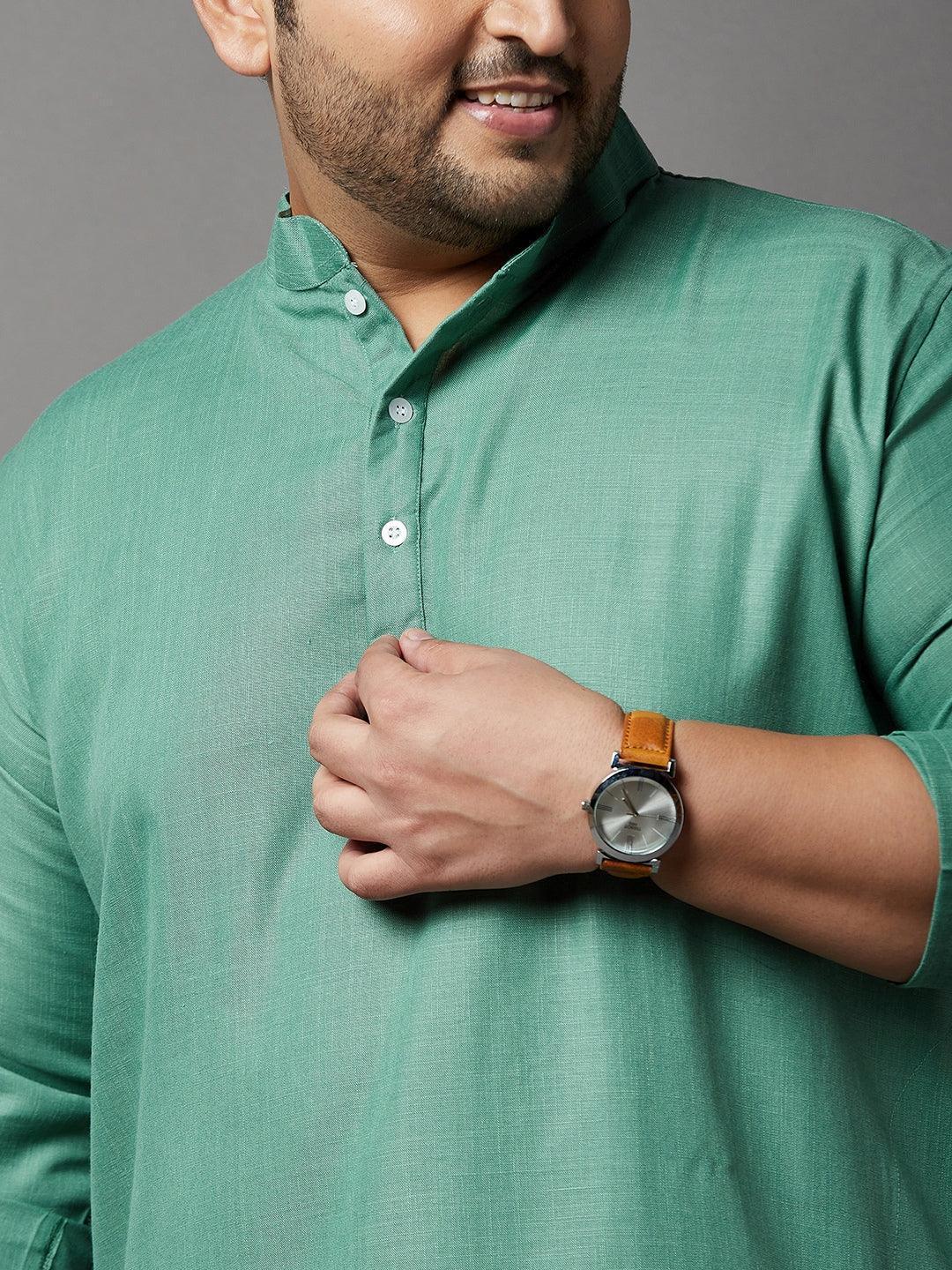 Men Plus Size Ullas Solid Kurta - Image 7