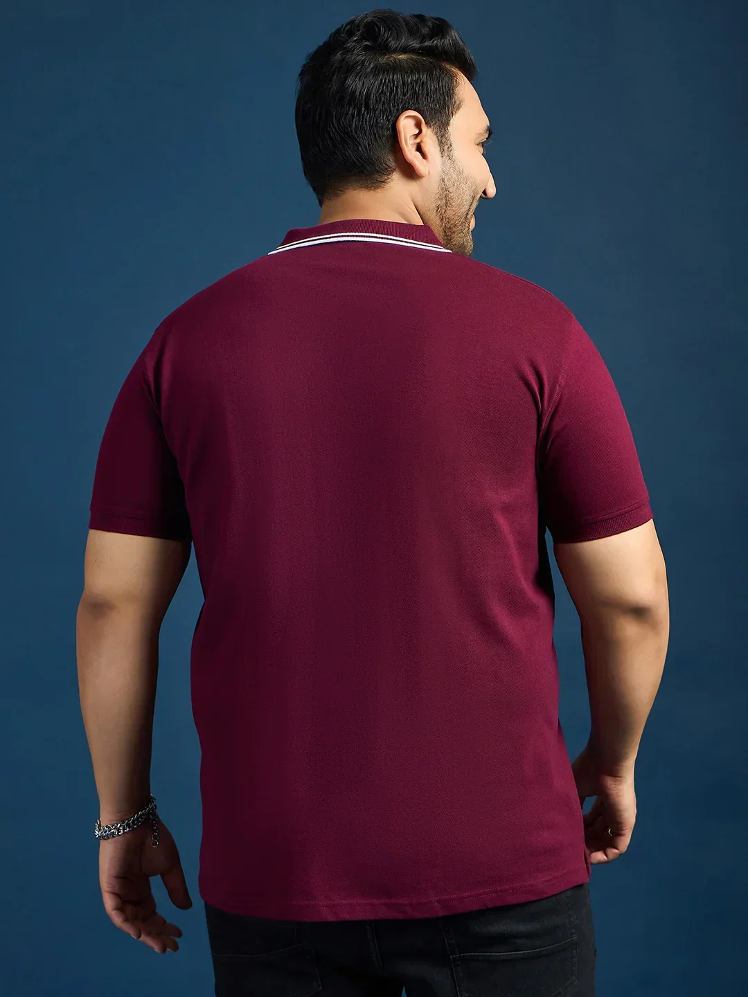 Men Plus Size United States-Maroon Printed Polo Tshirt - Image 5