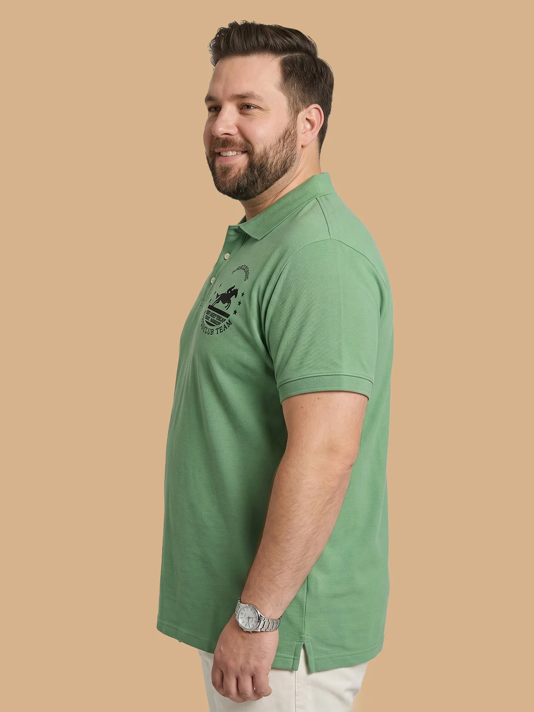 Men Plus Size Unripe Light Green Printed Polo - Image 3