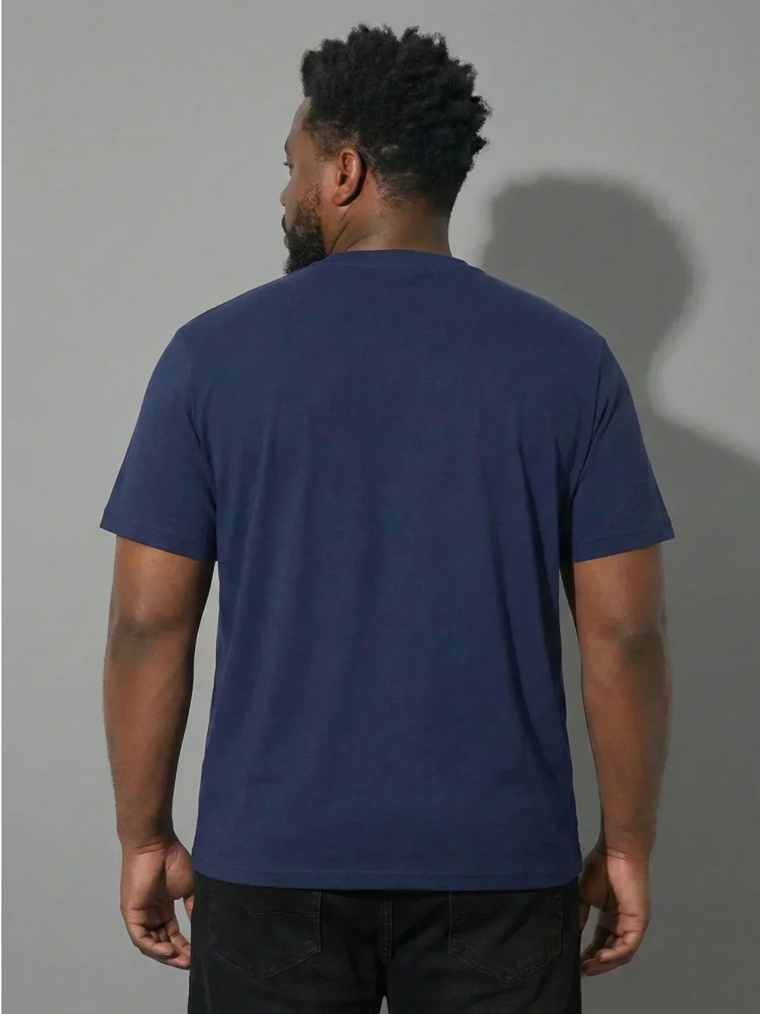 Men Plus Size Upbeat Navy-Blue Printed Round Neck Tshirt - Image 6