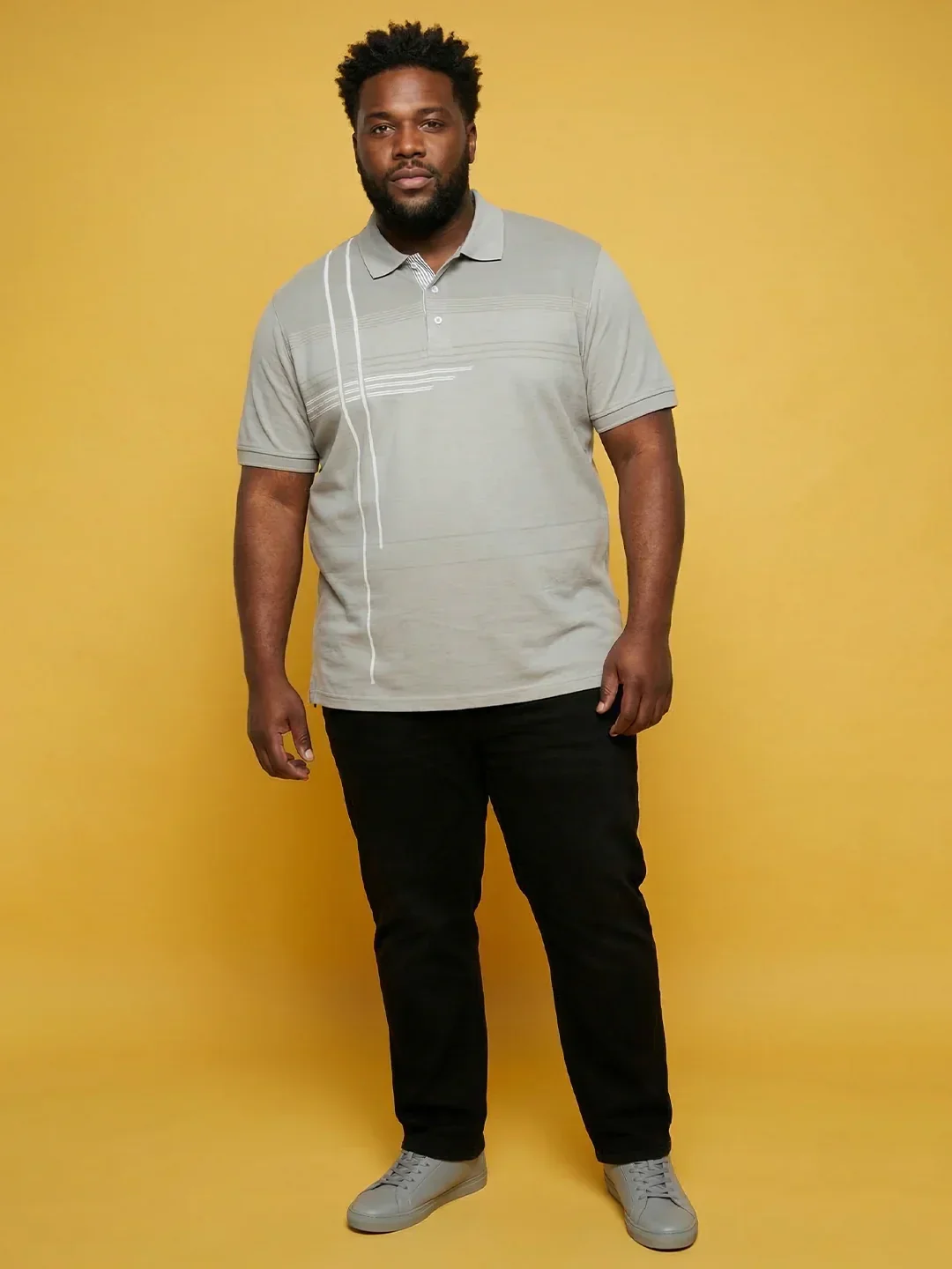 Men Plus Size Urbanite Grey Printed Polo Tshirt - Image 8