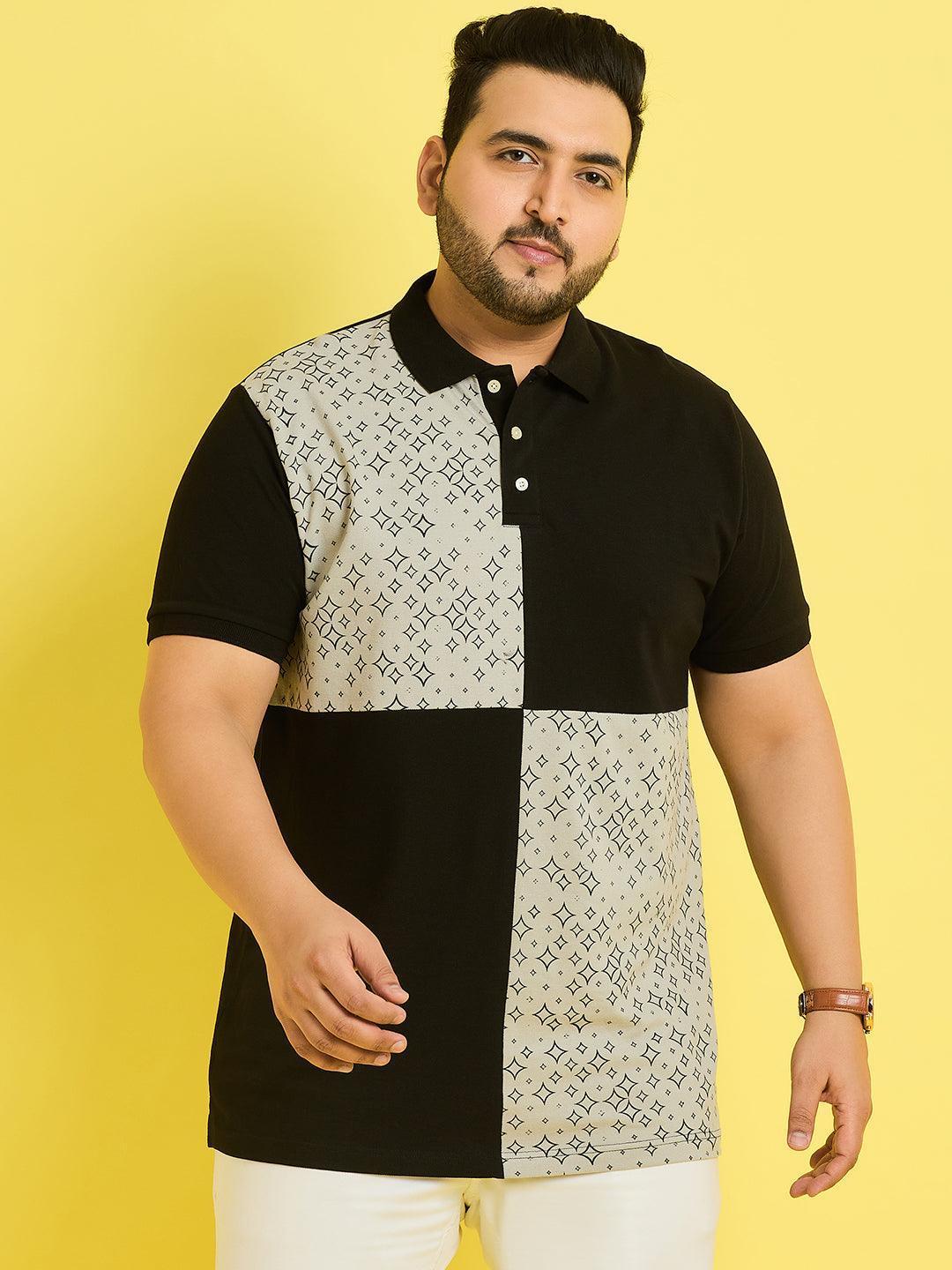 Men Plus Size Vagur Colorblock Polo Tshirt