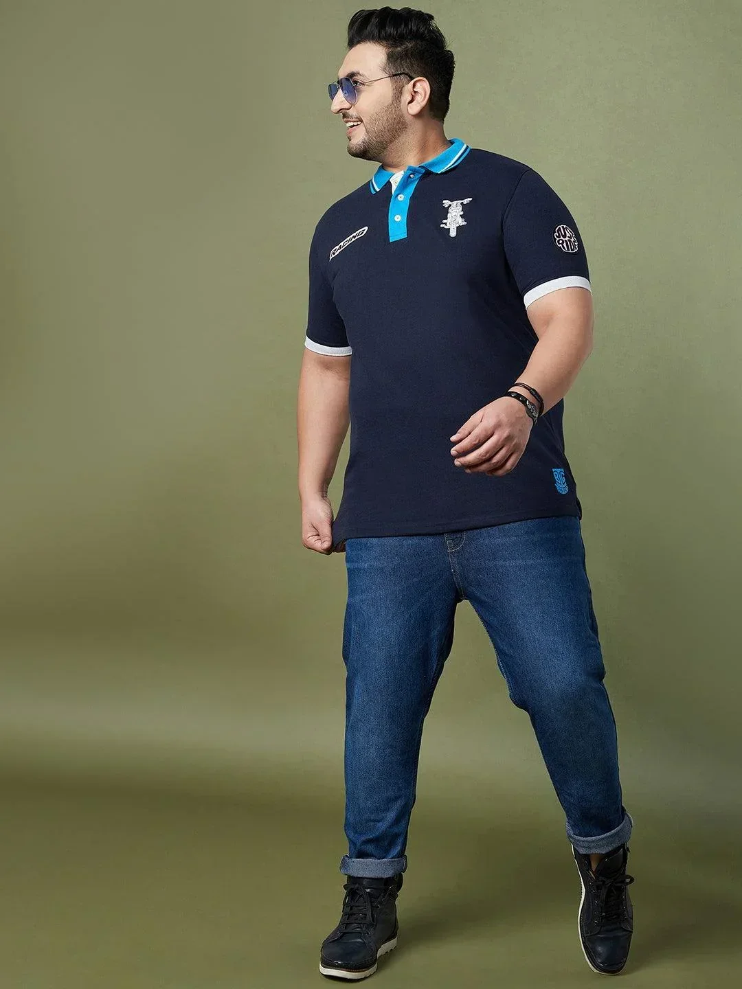 Men Plus Size Valve Colorblock Polo Tshirt - Image 2