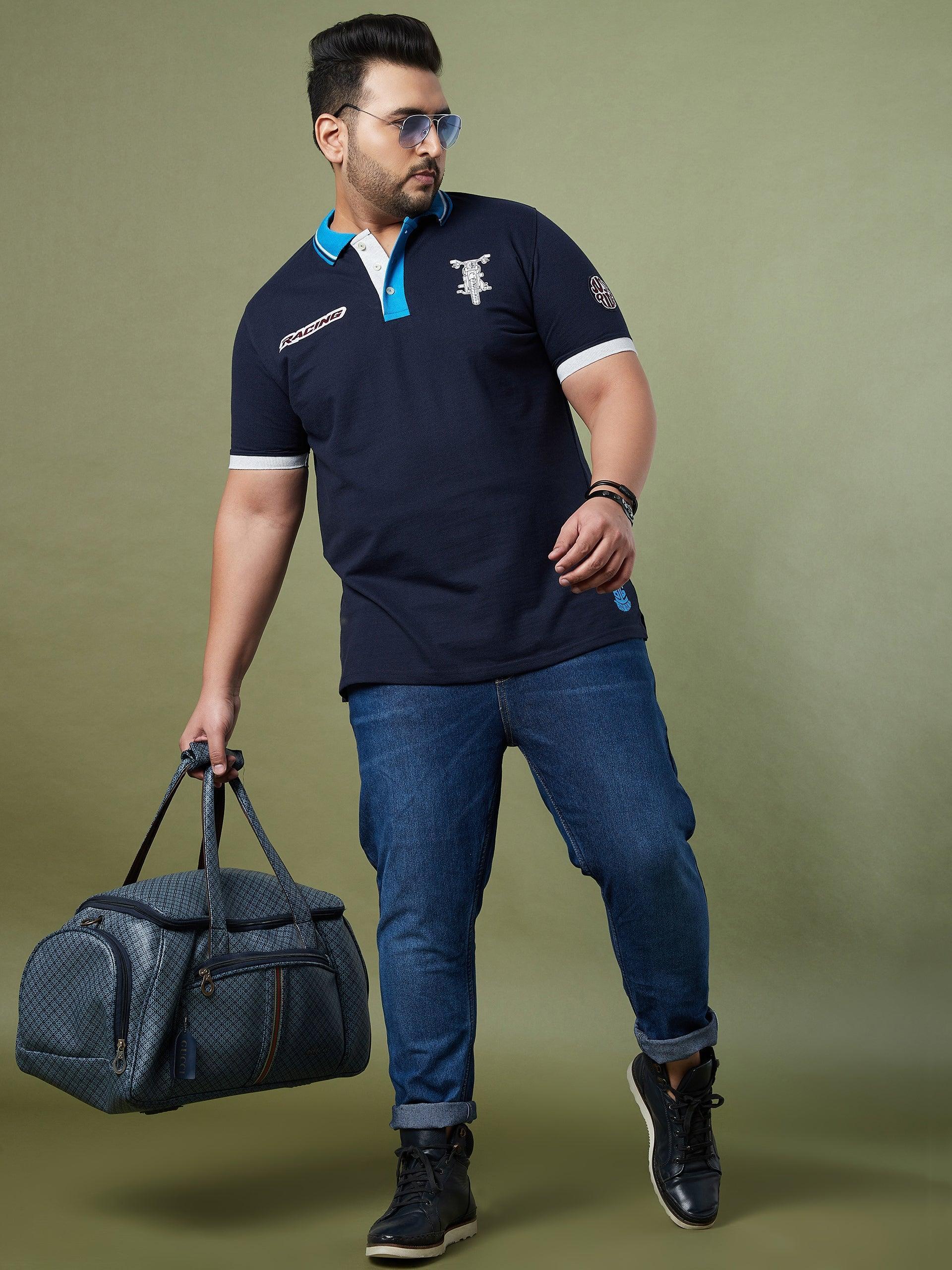 Men Plus Size Valve Colorblock Polo Tshirt - Image 7