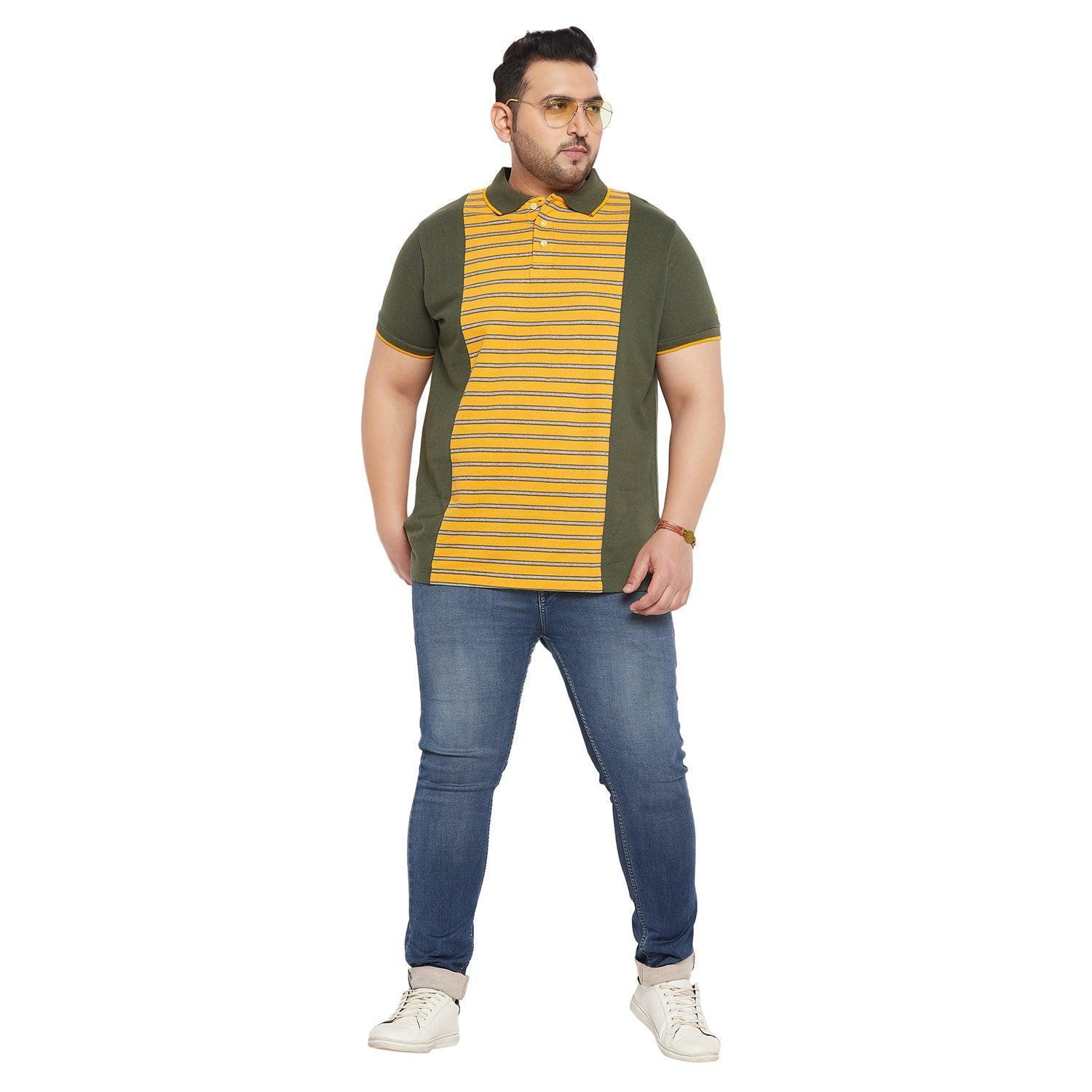 Men Plus Size Varsity Colorblock Polo Tshirt - Image 2