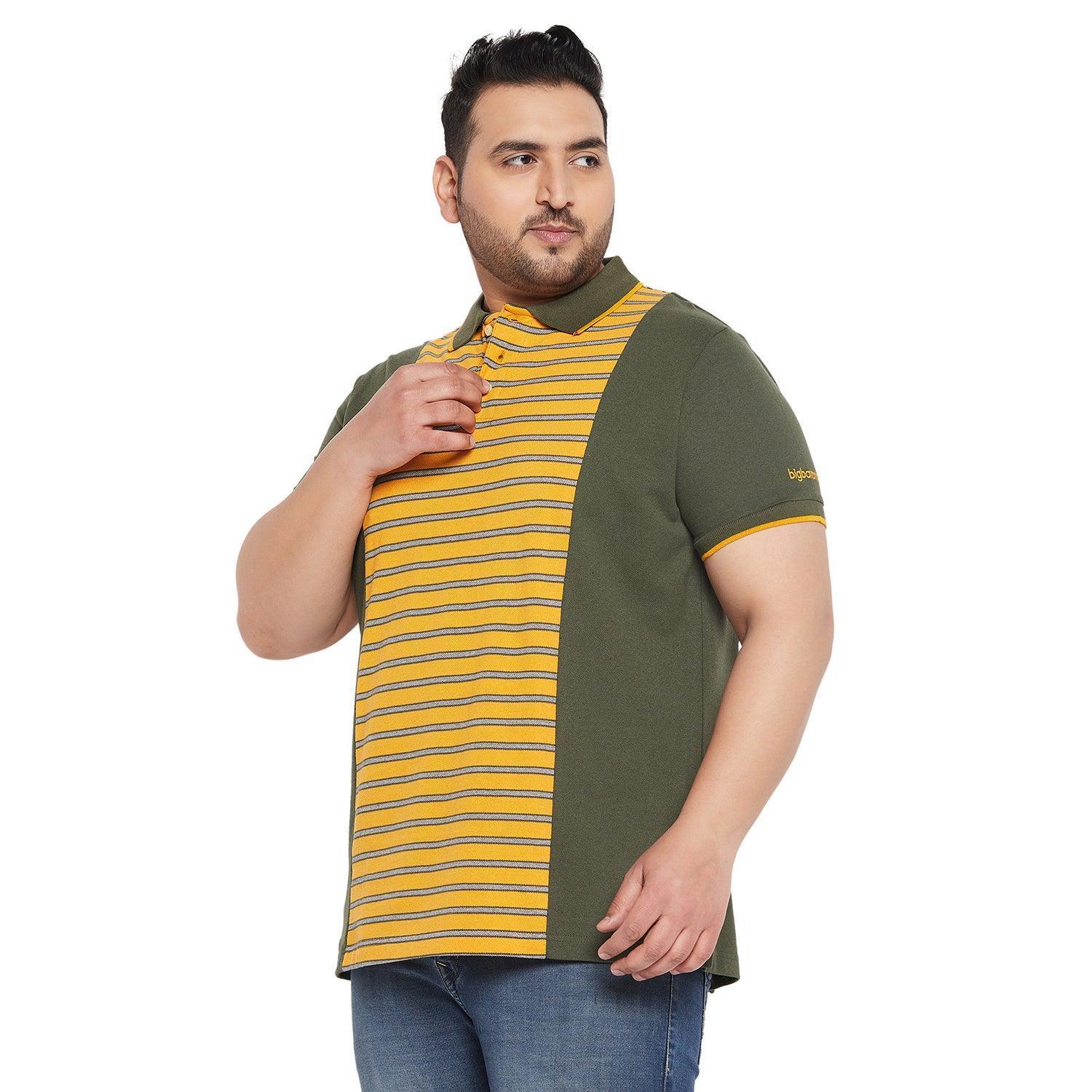Men Plus Size Varsity Colorblock Polo Tshirt - Image 3