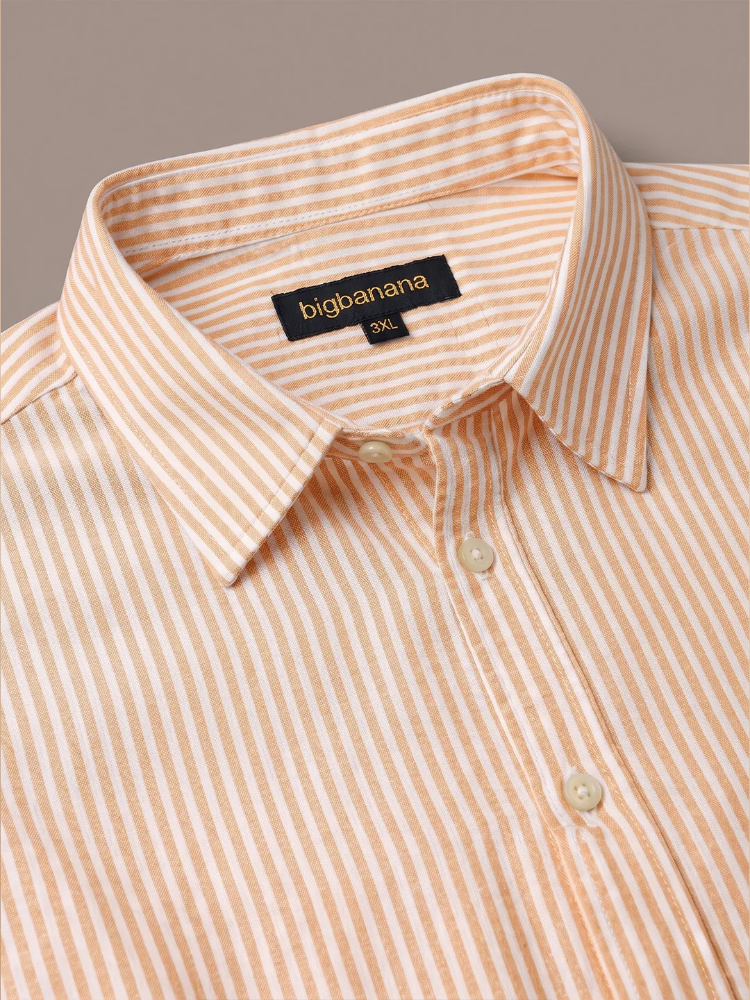 Men Plus Size Velqiro Orange Striped Shirts - Image 4
