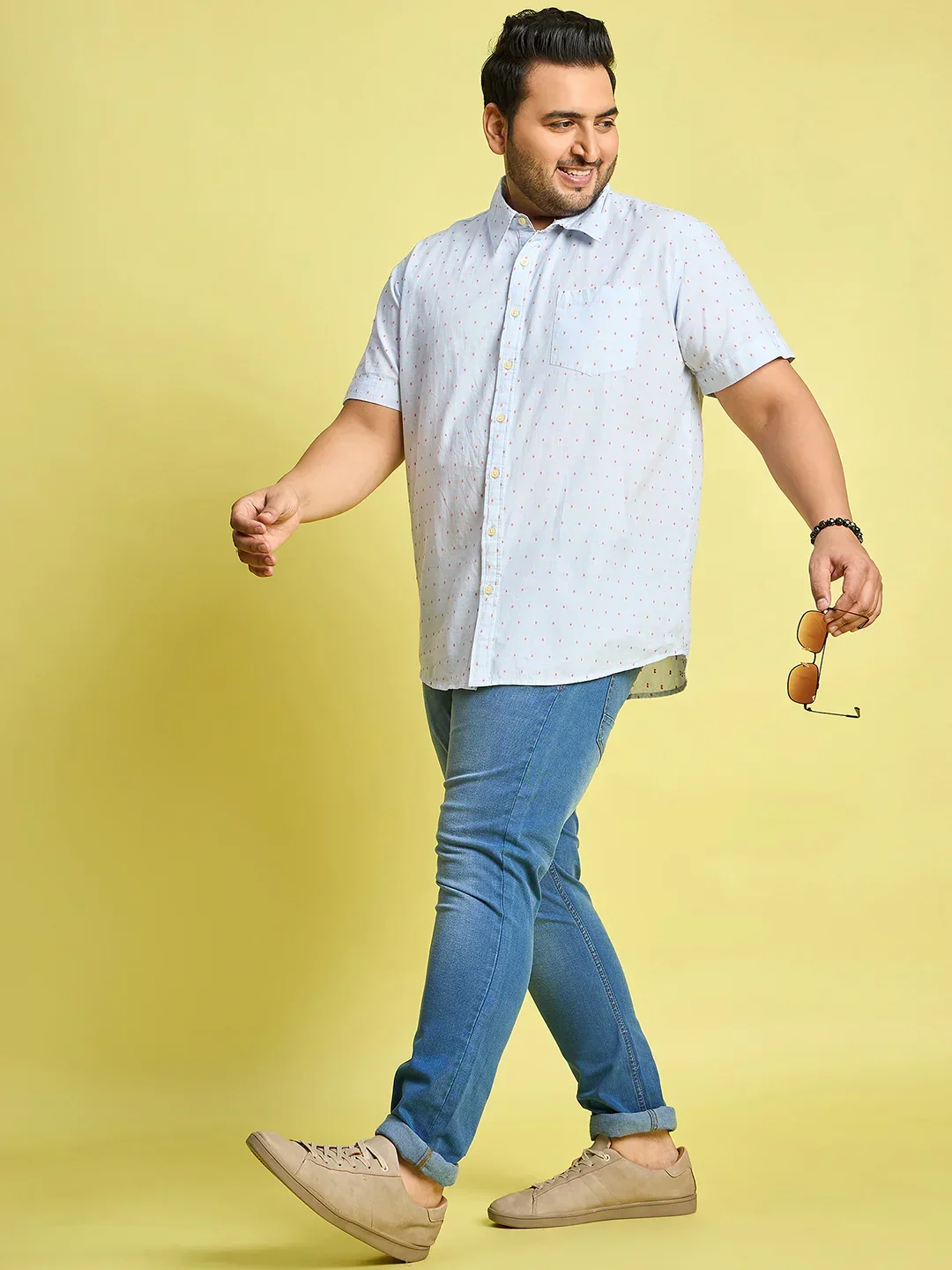 Men Plus Size Verden Dotted Jacquard  Shirt - Image 2