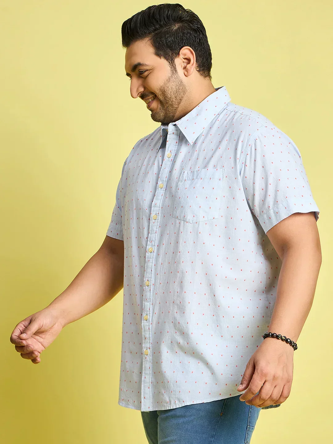 Men Plus Size Verden Dotted Jacquard  Shirt - Image 3