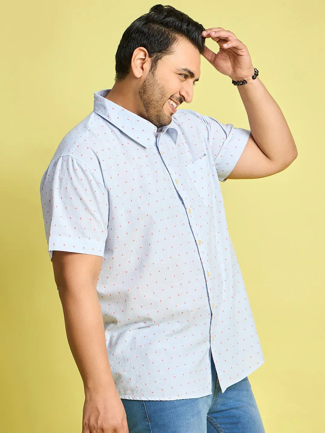 Men Plus Size Verden Dotted Jacquard  Shirt - Image 4