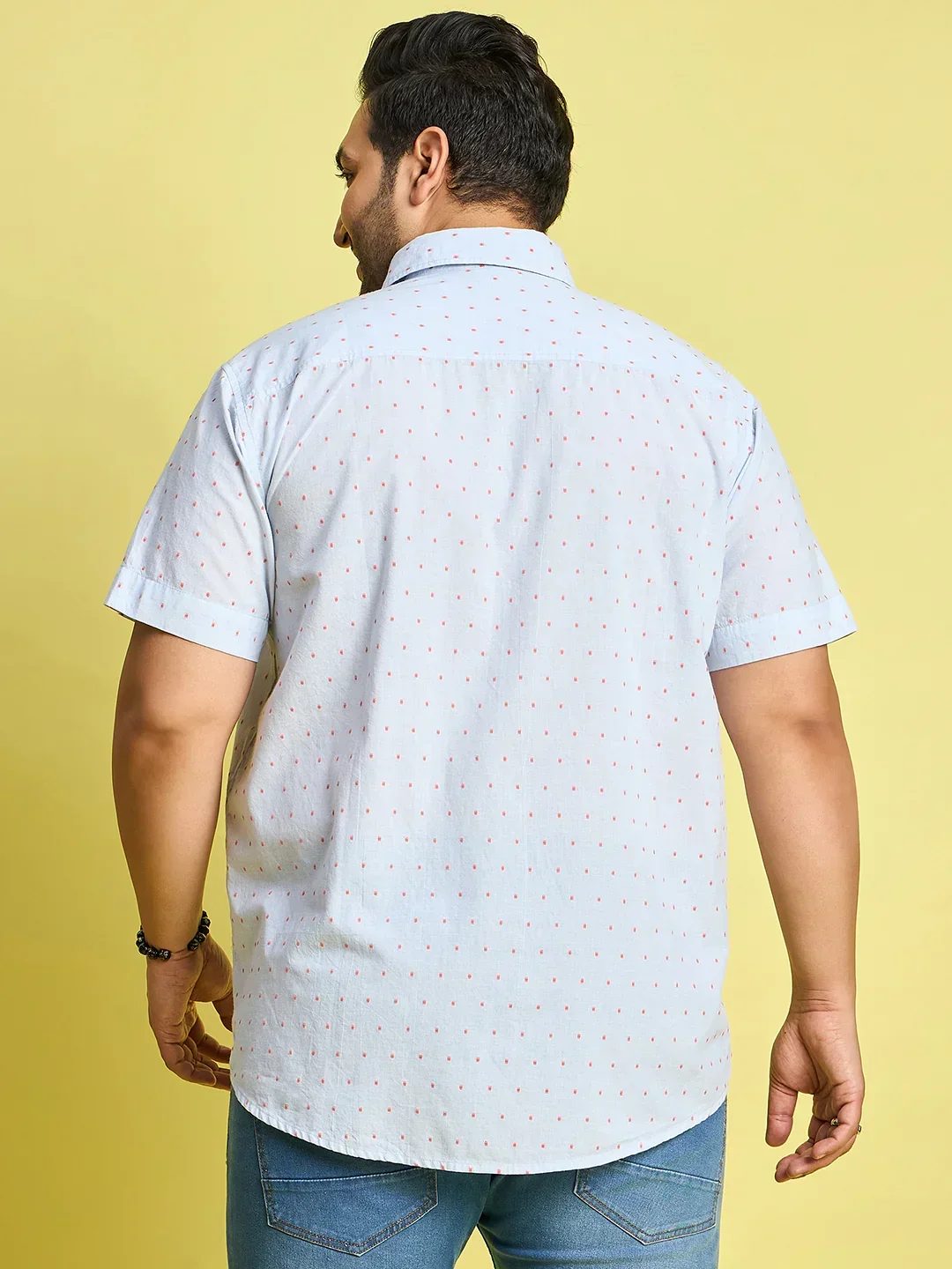 Men Plus Size Verden Dotted Jacquard  Shirt - Image 5