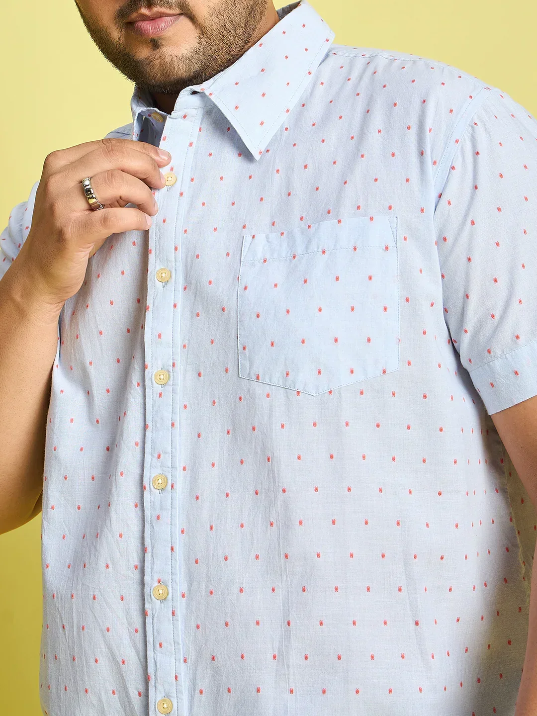 Men Plus Size Verden Dotted Jacquard  Shirt - Image 6