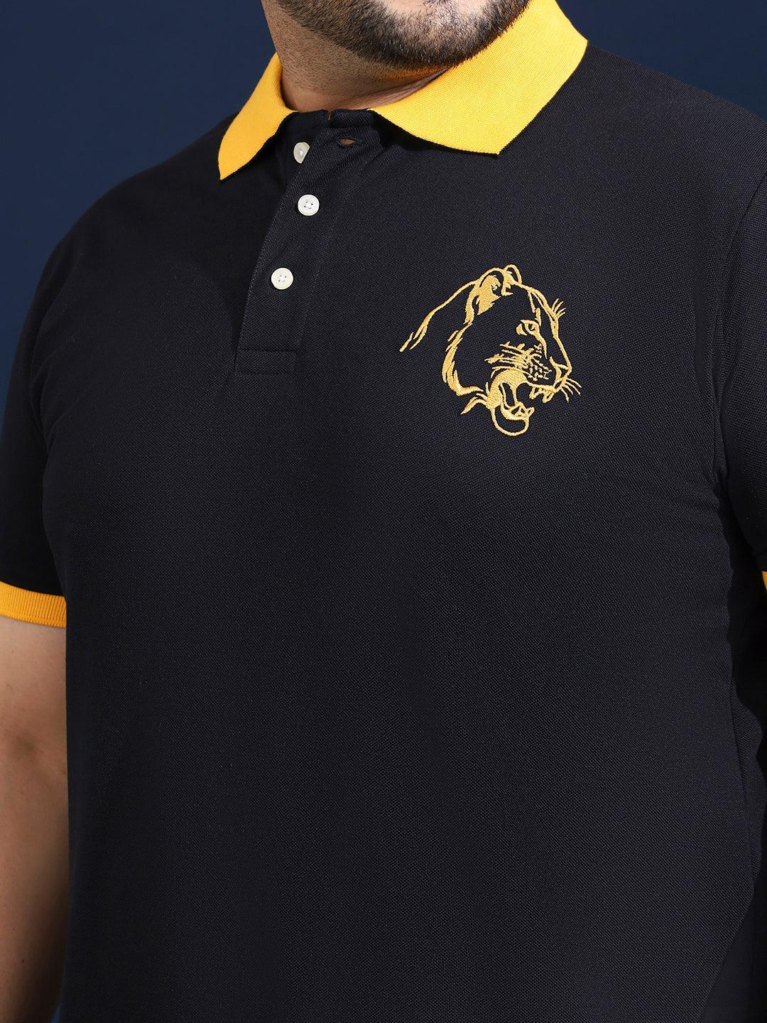 Men Plus Size Vesper Solid Black Polo Tshirt - Image 6