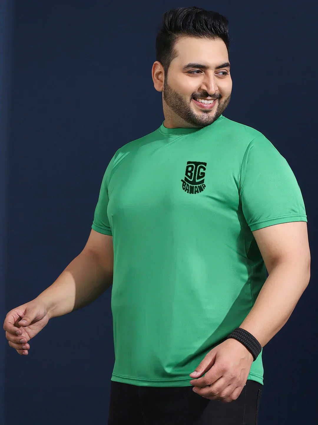 Men Plus Size Vibend Printed Green Round Neck Tshirt - Image 4