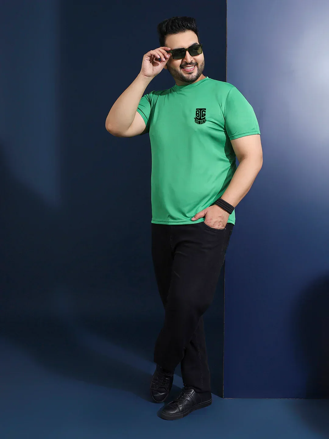 Men Plus Size Vibend Printed Green Round Neck Tshirt - Image 6