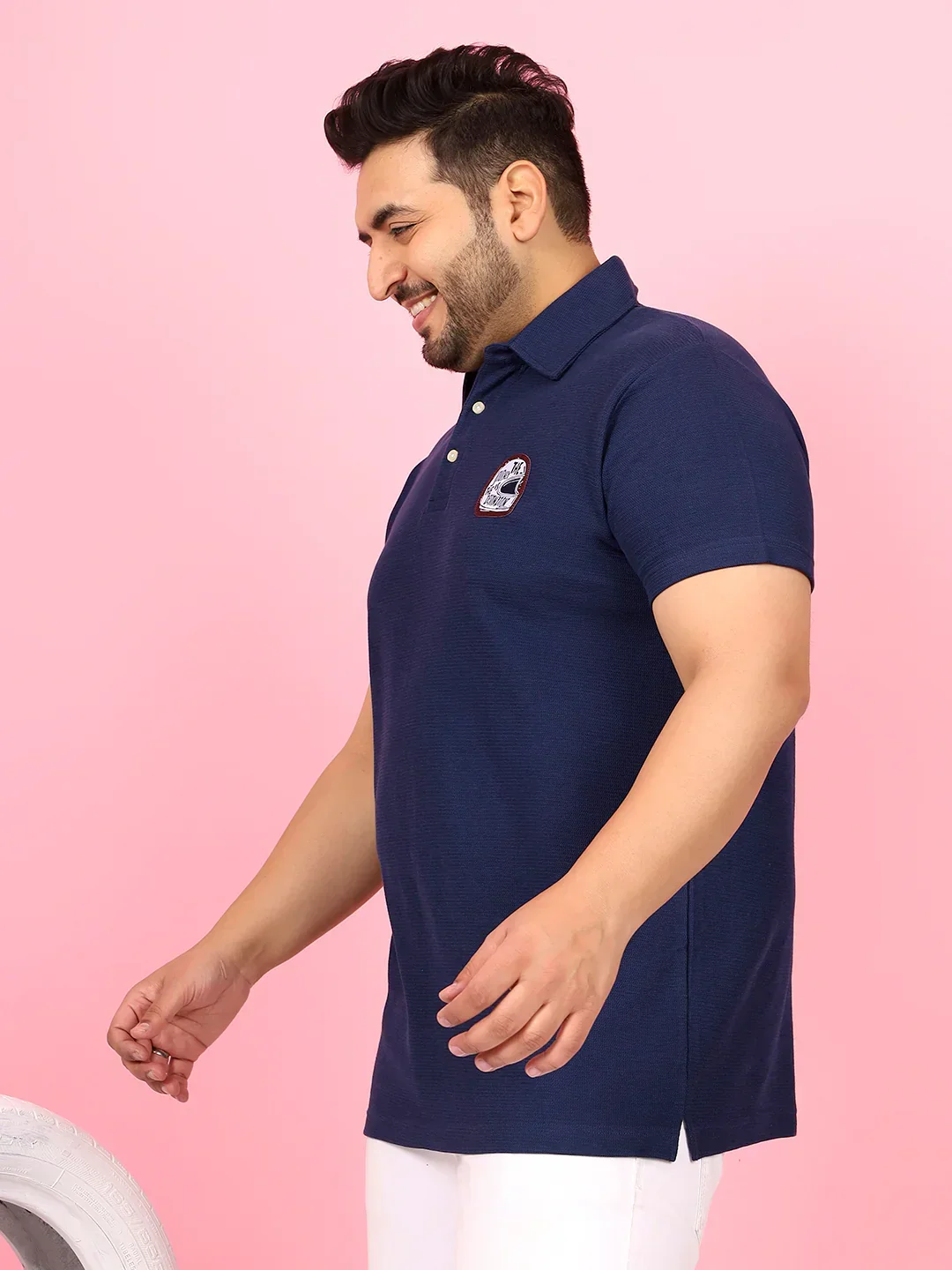 Men Plus Size Viral Solid Polo Tshirt - Image 3